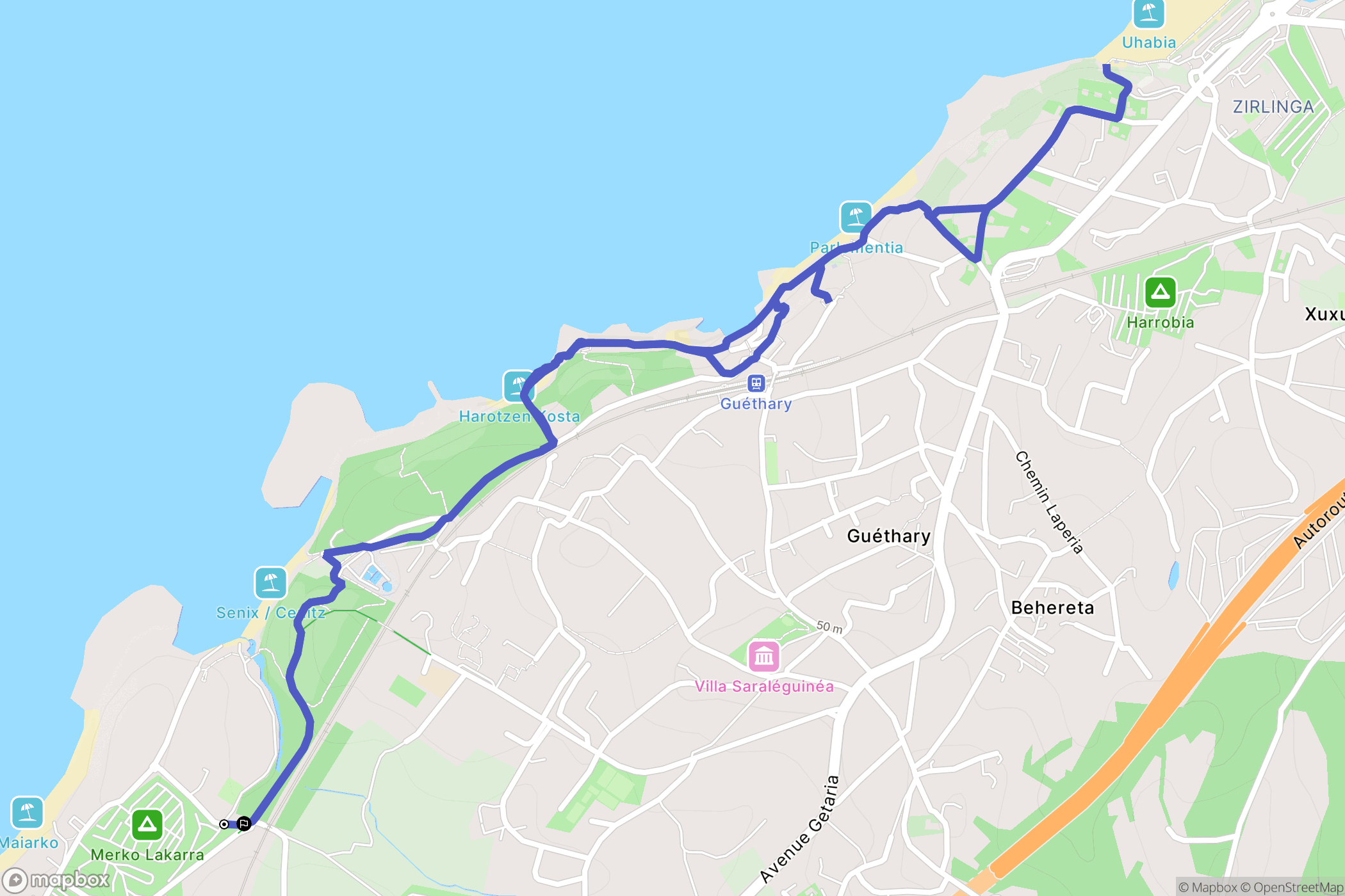 Saint-Jean-de-Luz : carte du parcours de randonnée - France