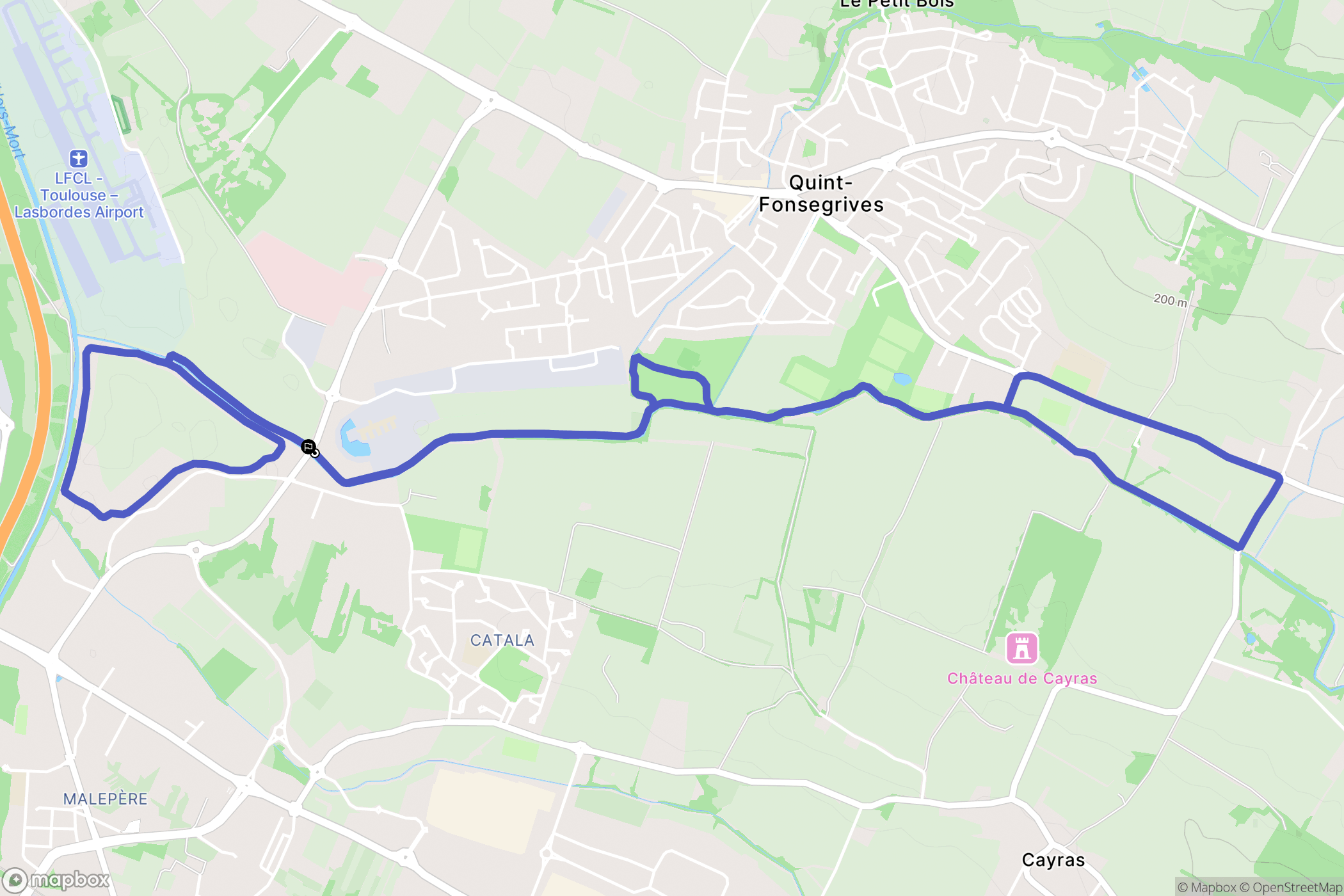 Toulouse : carte du parcours de randonnée - France