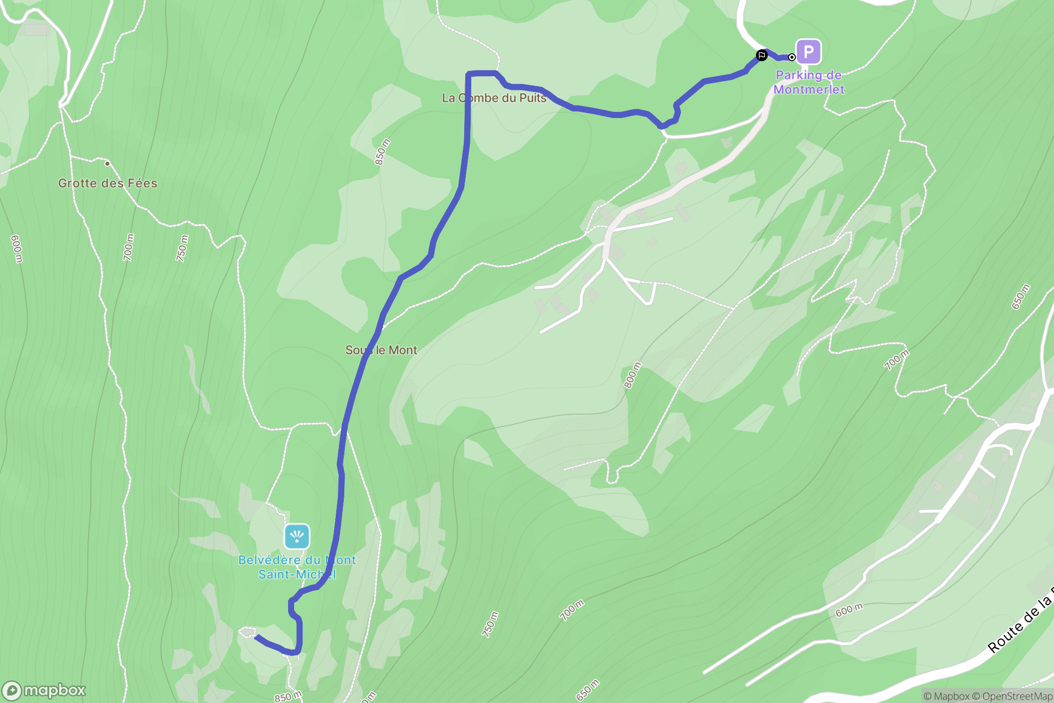Curienne : carte du parcours de randonnée - France