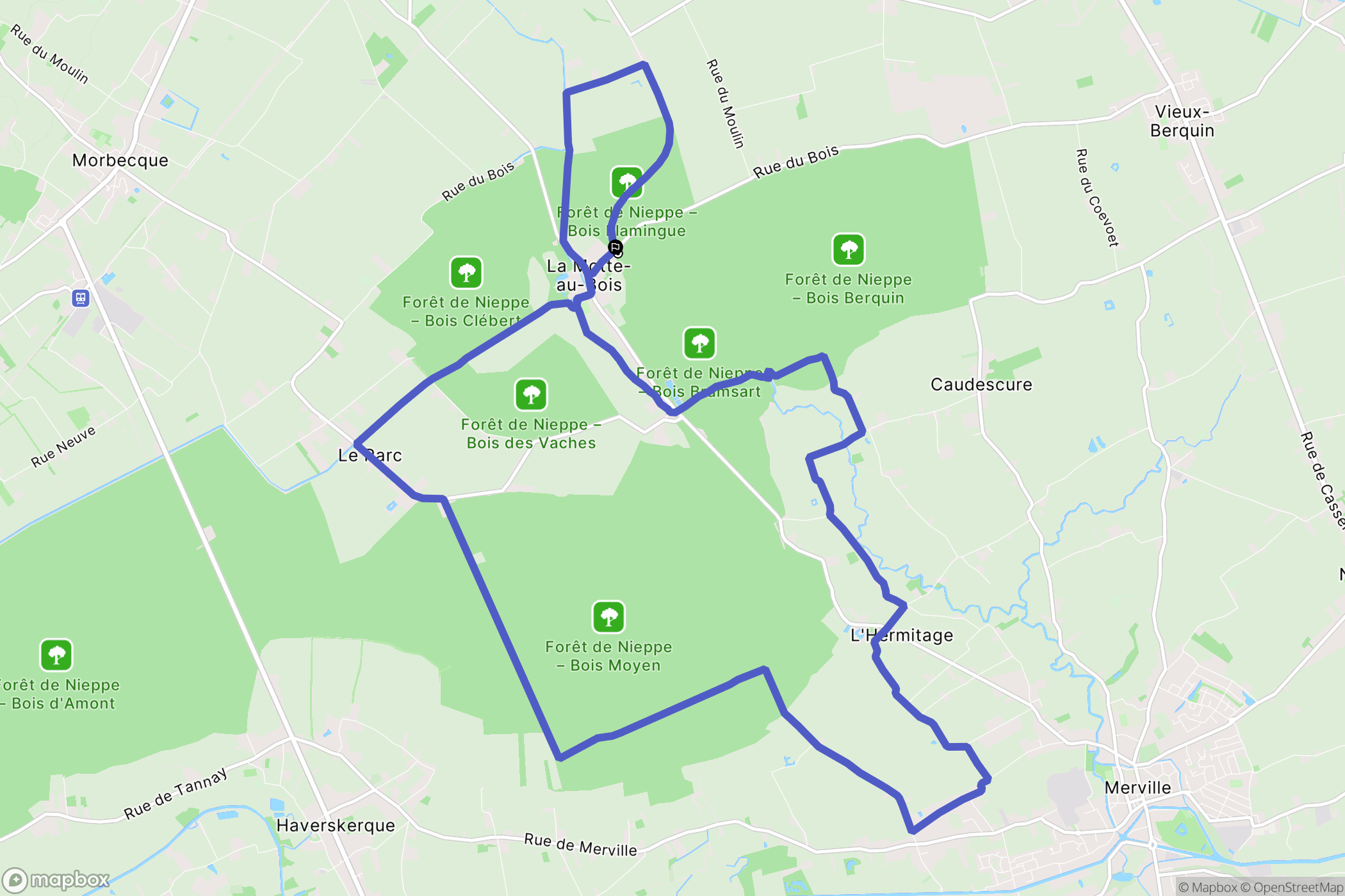 Morbecque : carte du parcours de randonnée - France