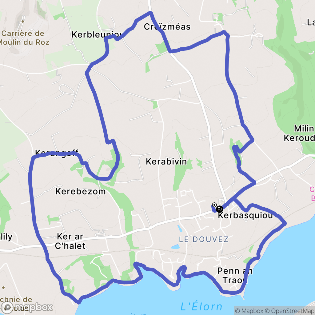 Guipavas : carte du parcours de randonnée - France