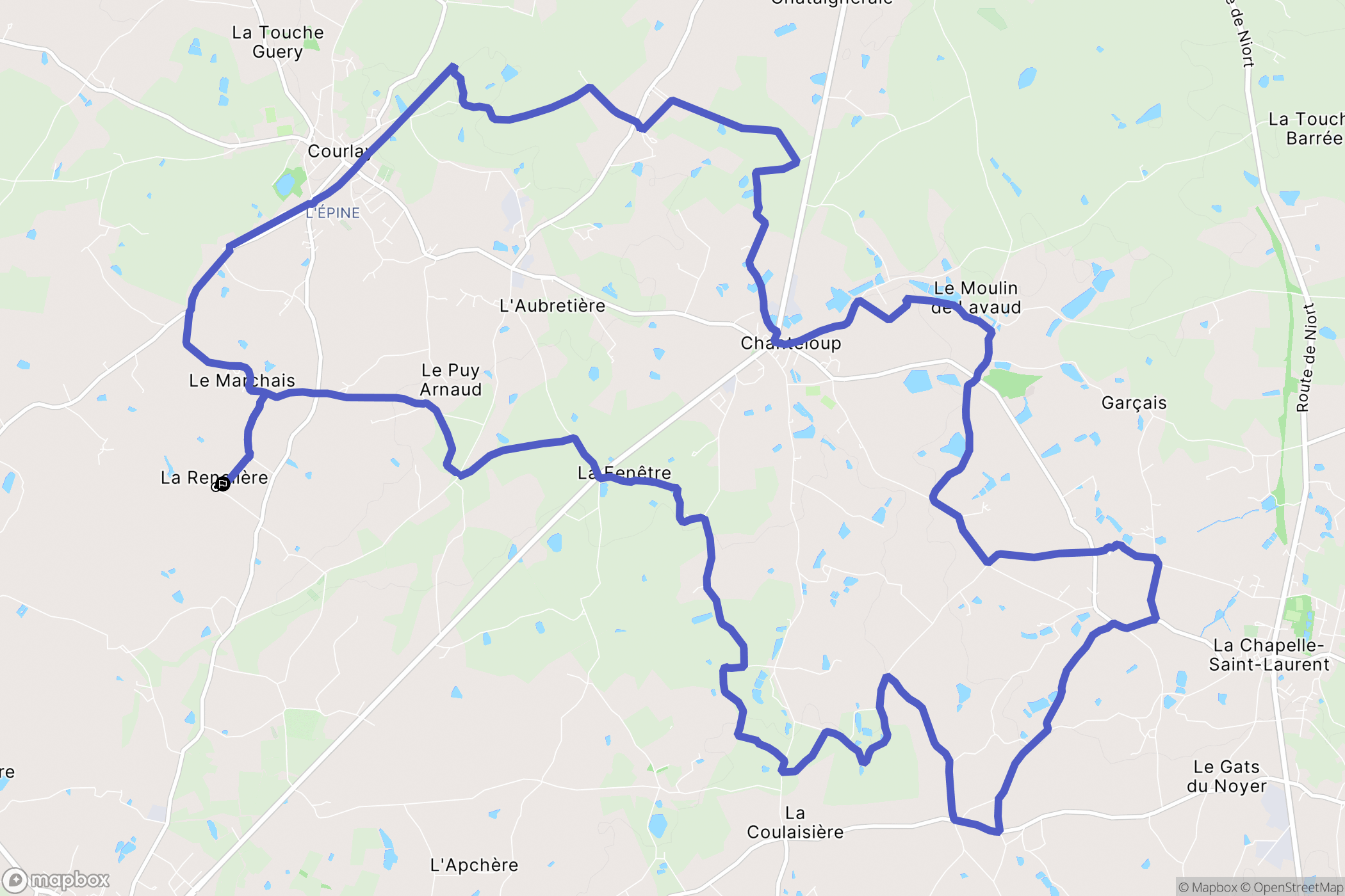 Moncoutant-sur-Sèvre : carte du parcours de randonnée - France