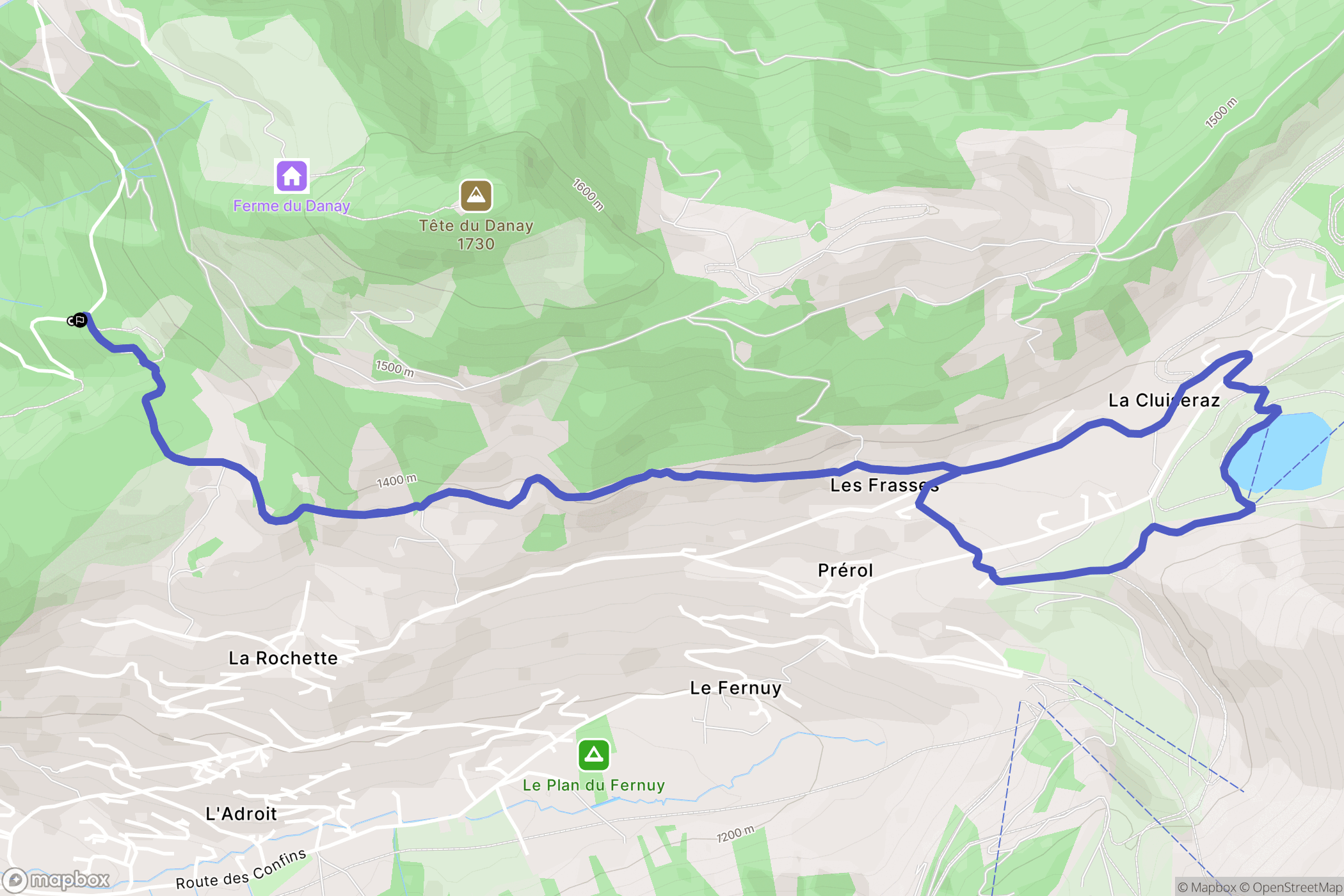 Saint-Jean-de-Sixt : carte du parcours de randonnée - France