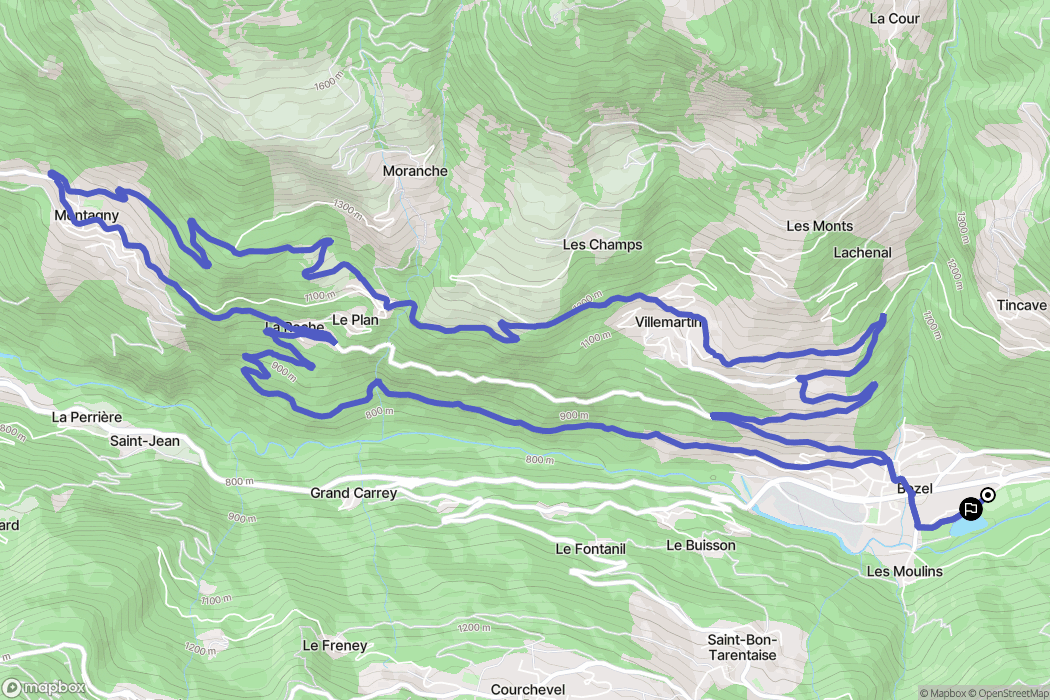 Bozel : carte du parcours de randonnée - France