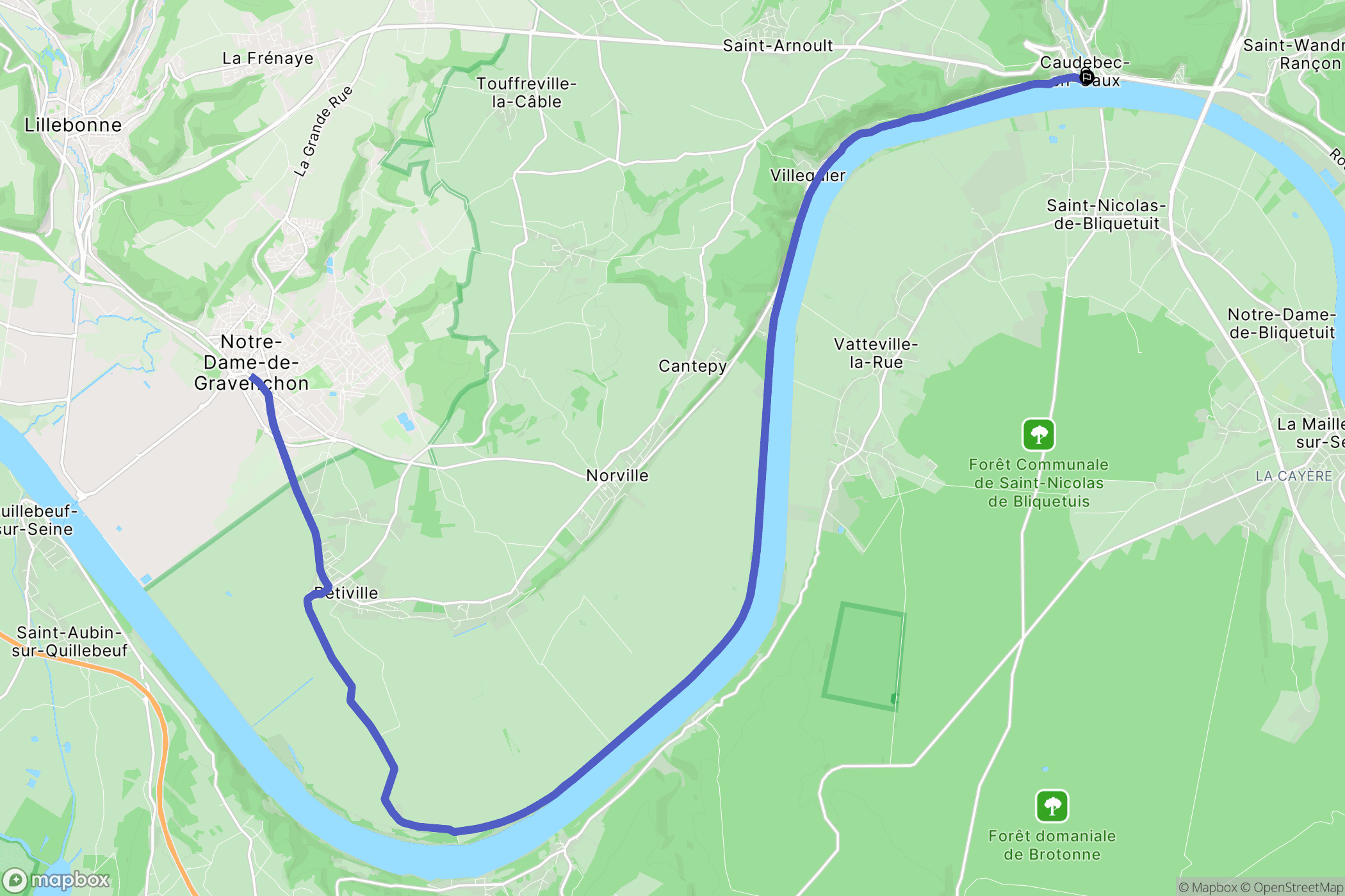 Rives-en-Seine : carte du parcours de randonnée - France
