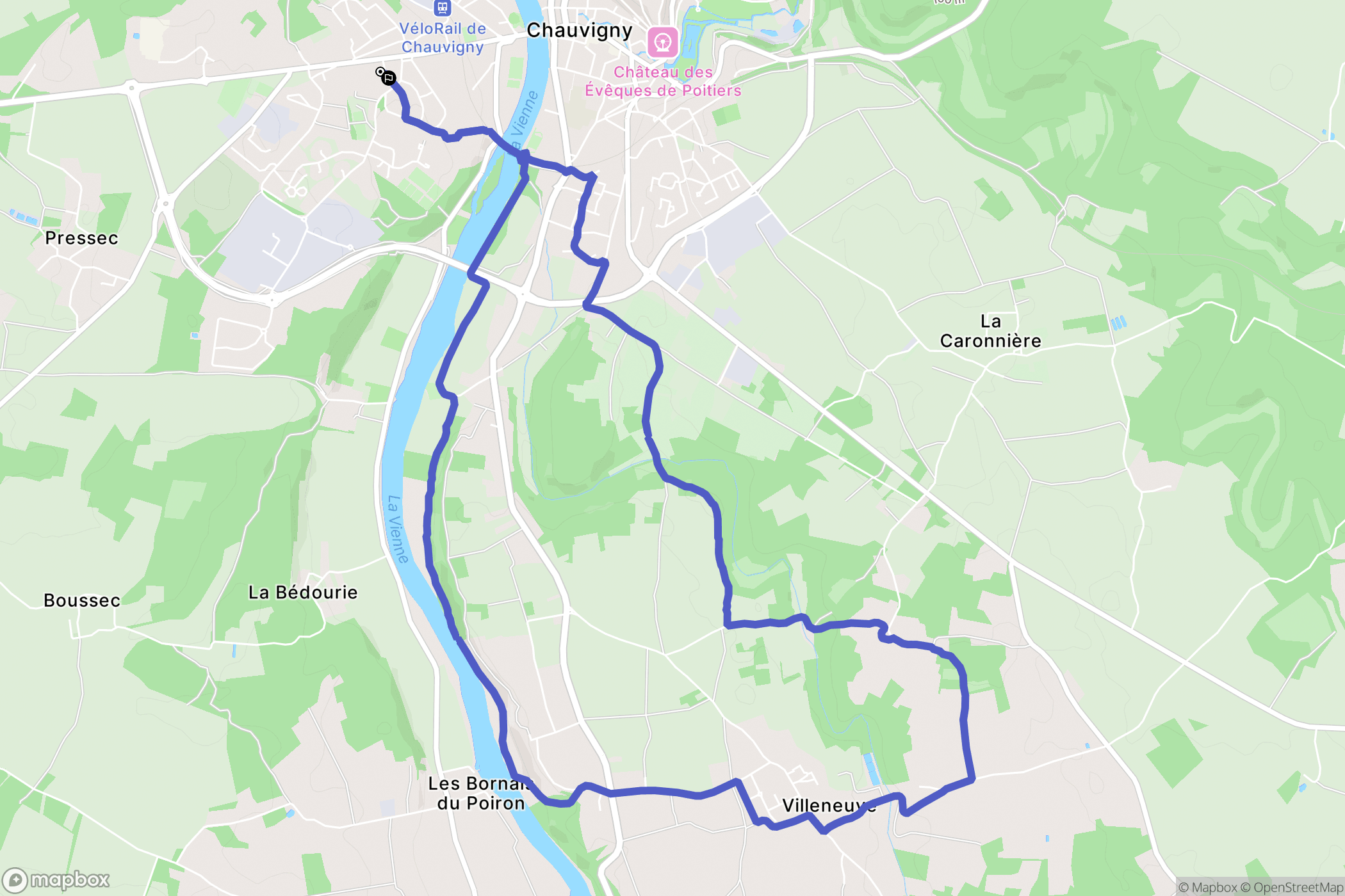 Chauvigny : carte du parcours de randonnée - France