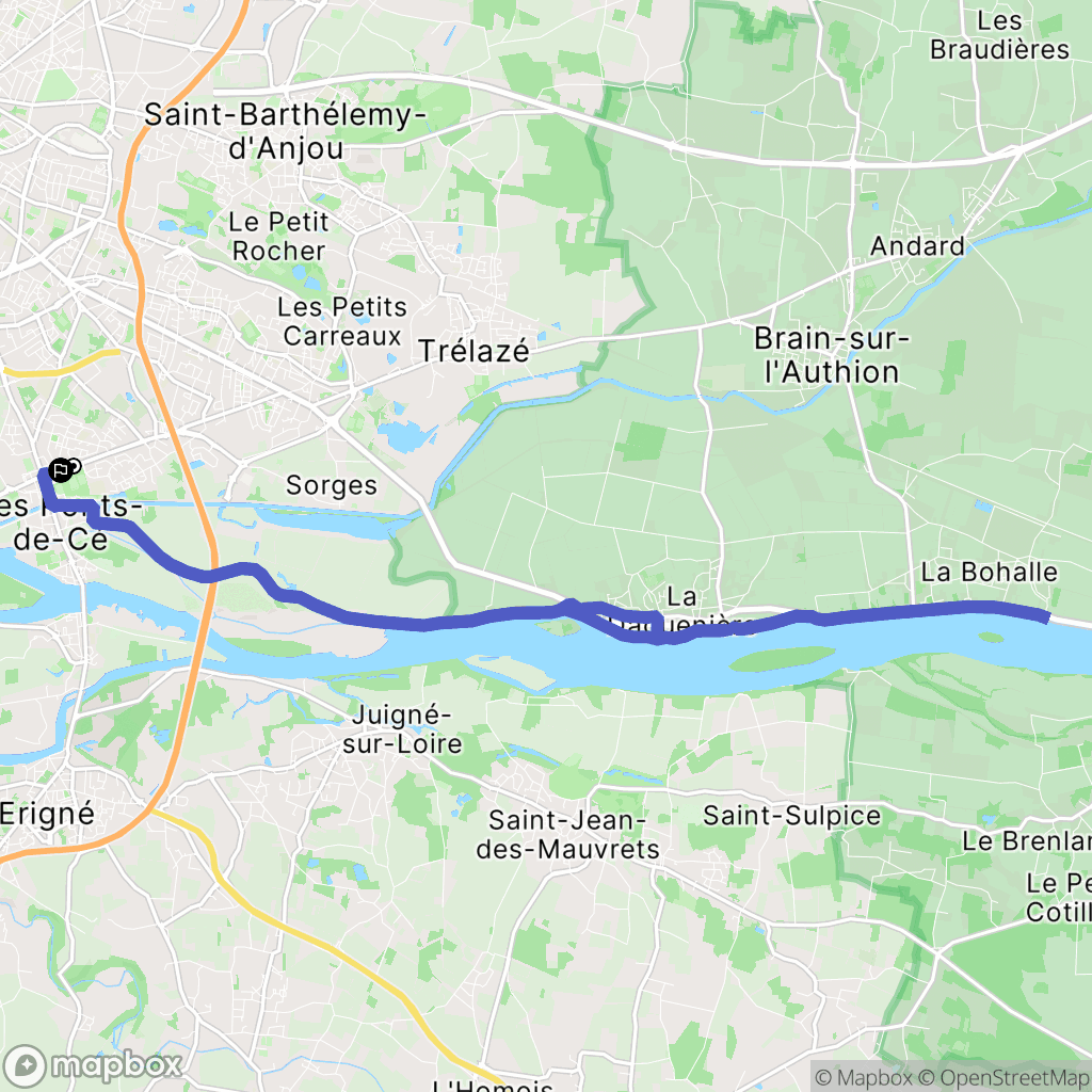 Les Ponts-de-Cé : carte du parcours de randonnée - France