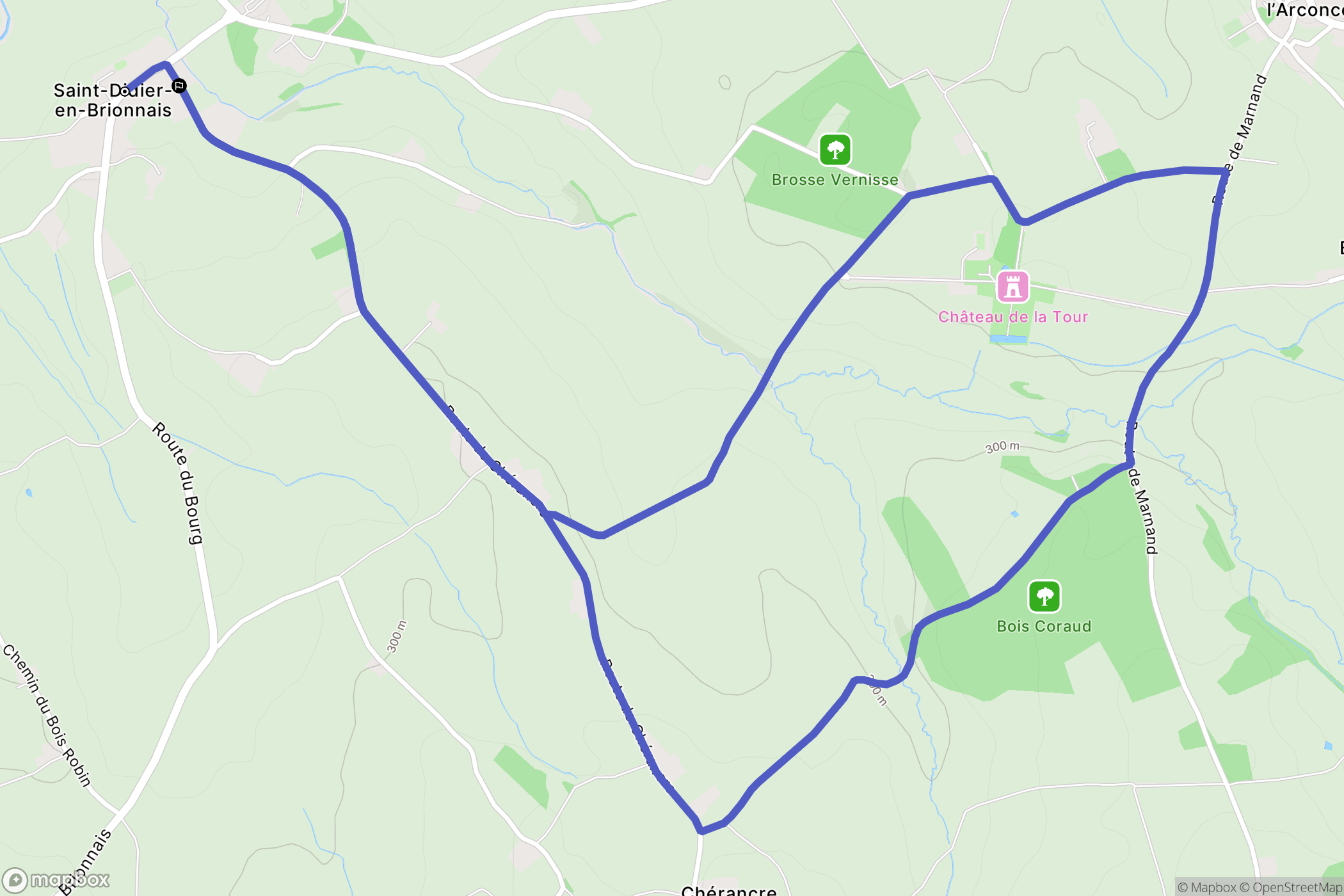 Saint-Didier-en-Brionnais : carte du parcours de randonnée - France