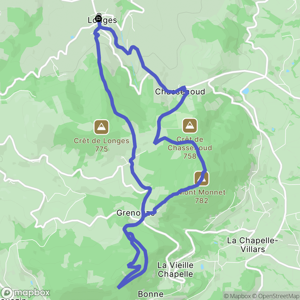 Longes : carte du parcours de randonnée - France