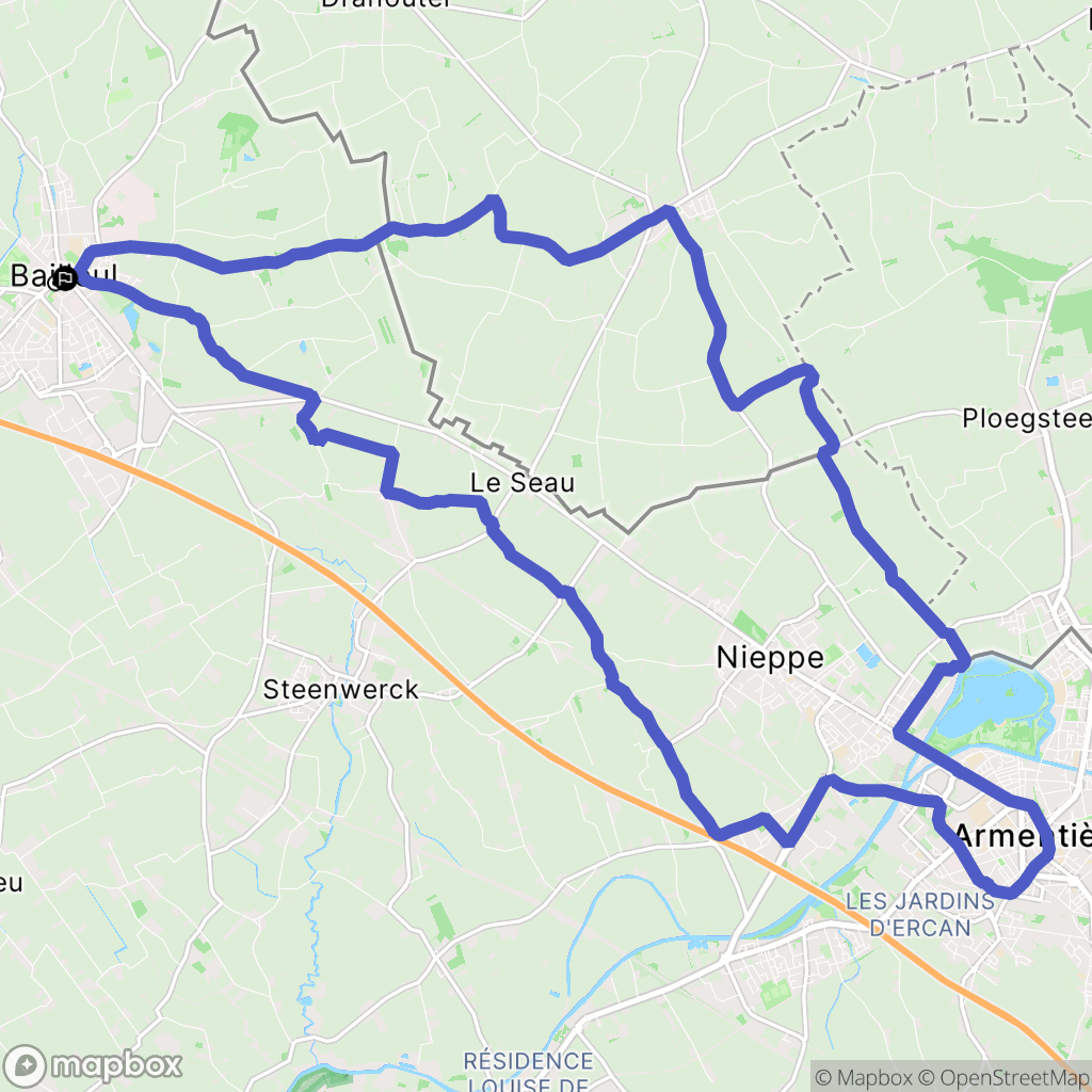 Bailleul : carte du parcours de randonnée - France