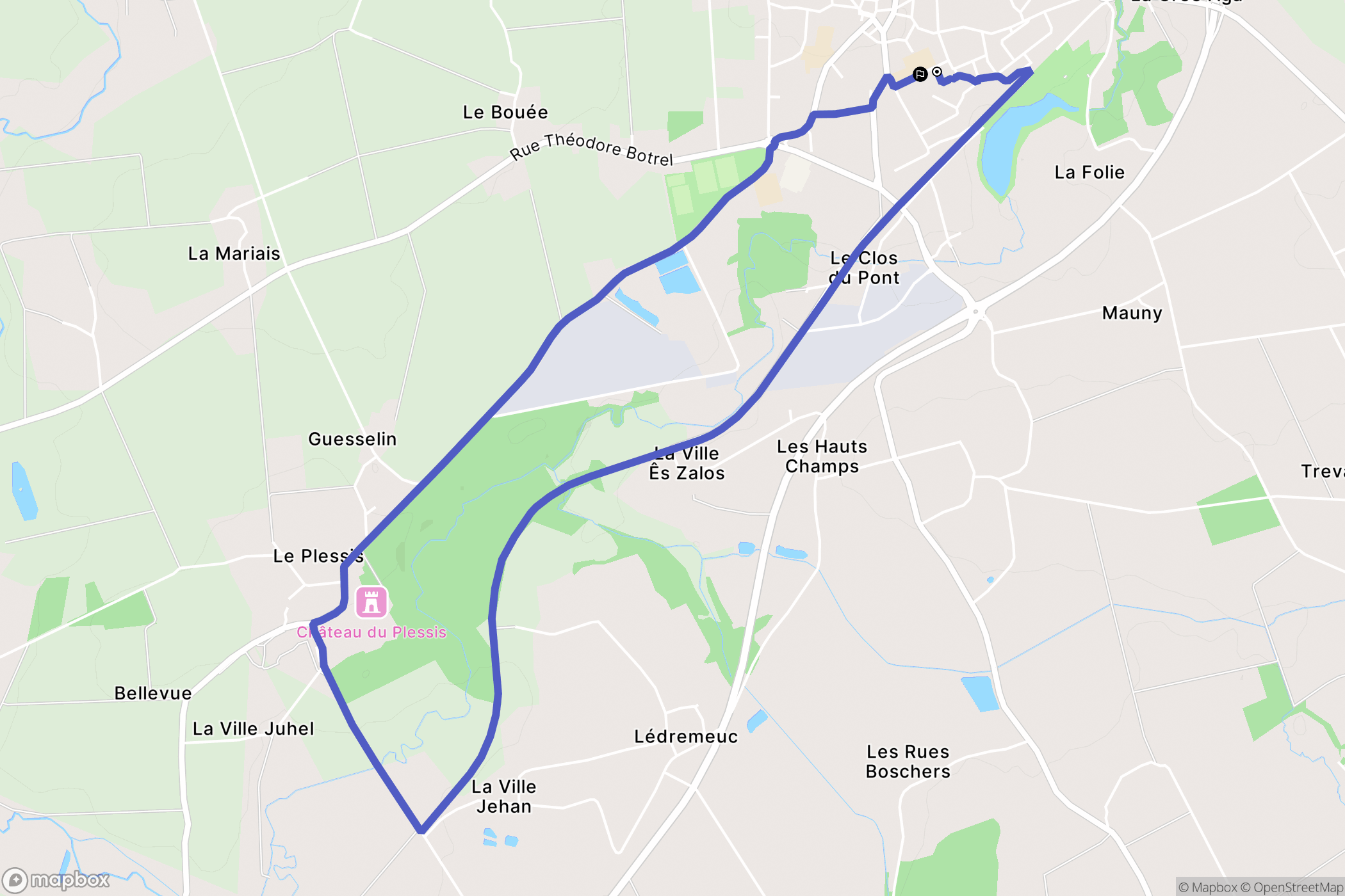 Mauron : carte du parcours de randonnée - France