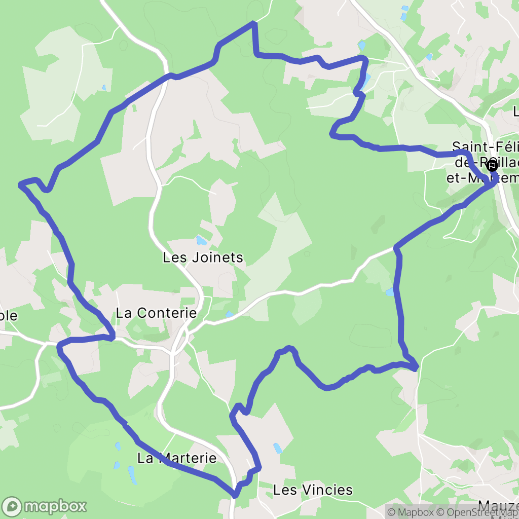 Saint-Félix-de-Reillac-et-Mortemart : carte du parcours de randonnée - France