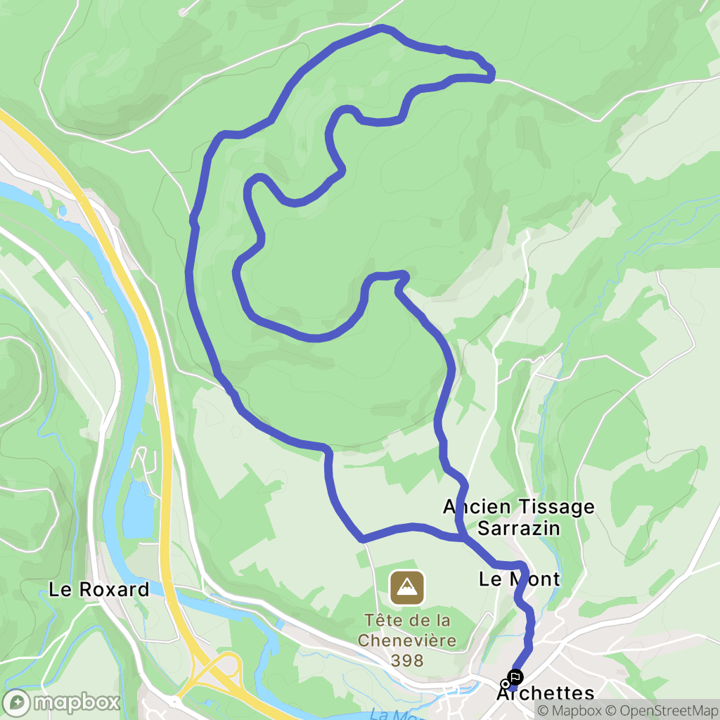 Archettes : carte du parcours de randonnée - France