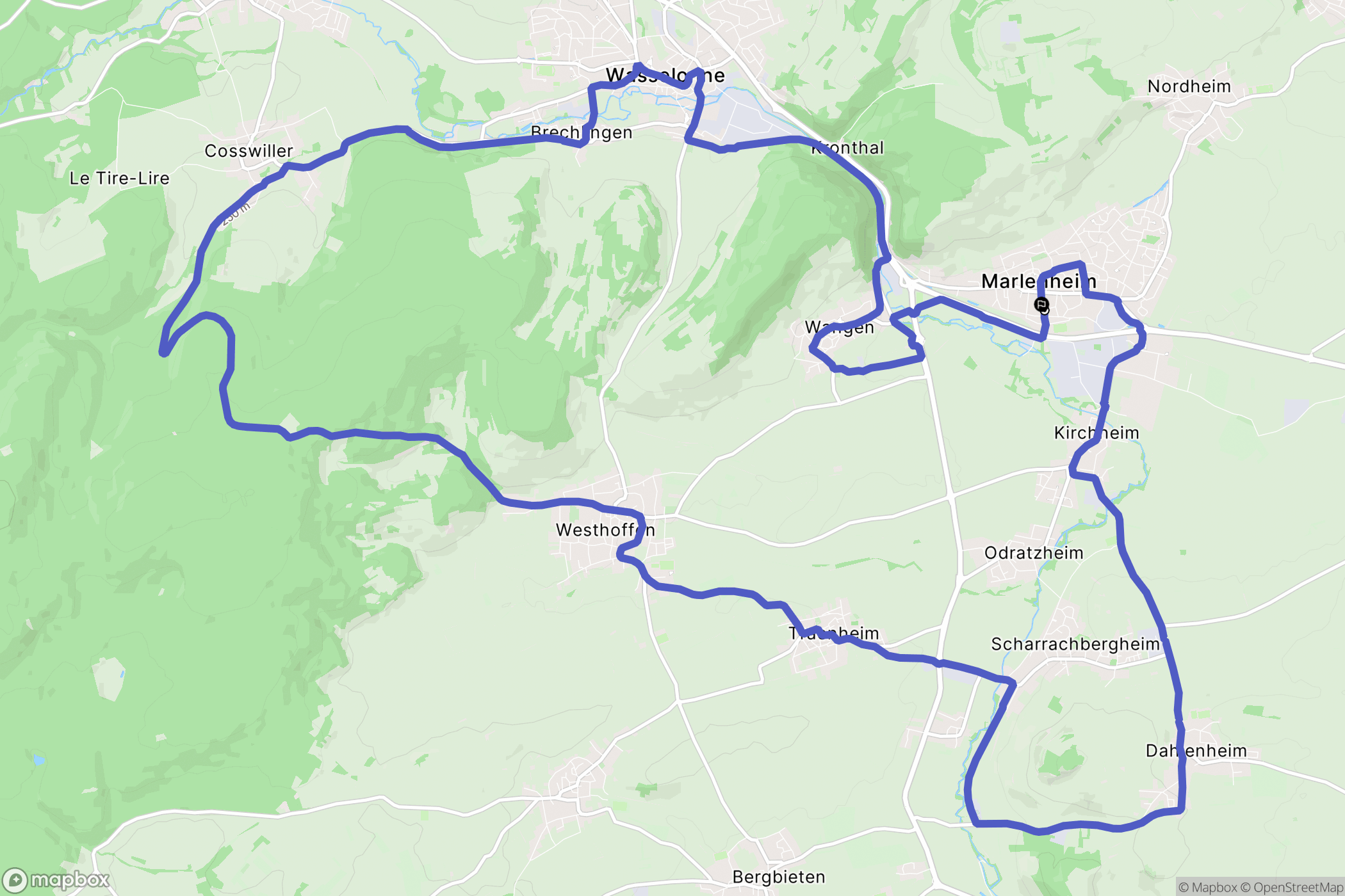 Marlenheim : carte du parcours de randonnée - France