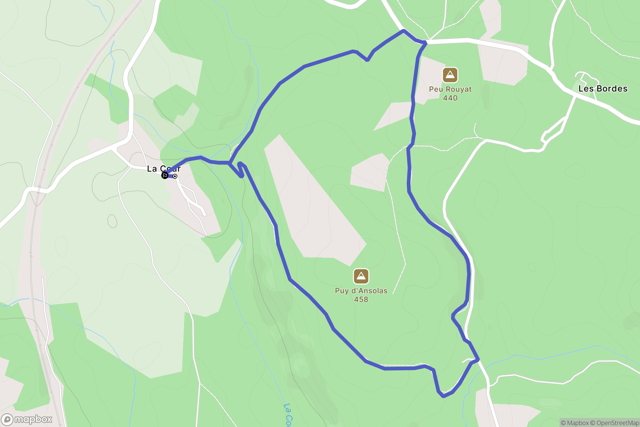 Jabreilles-les-Bordes : carte du parcours de randonnée - France