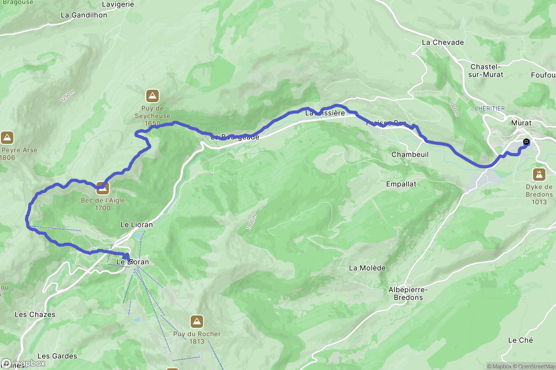Laveissière : carte du parcours de randonnée - France
