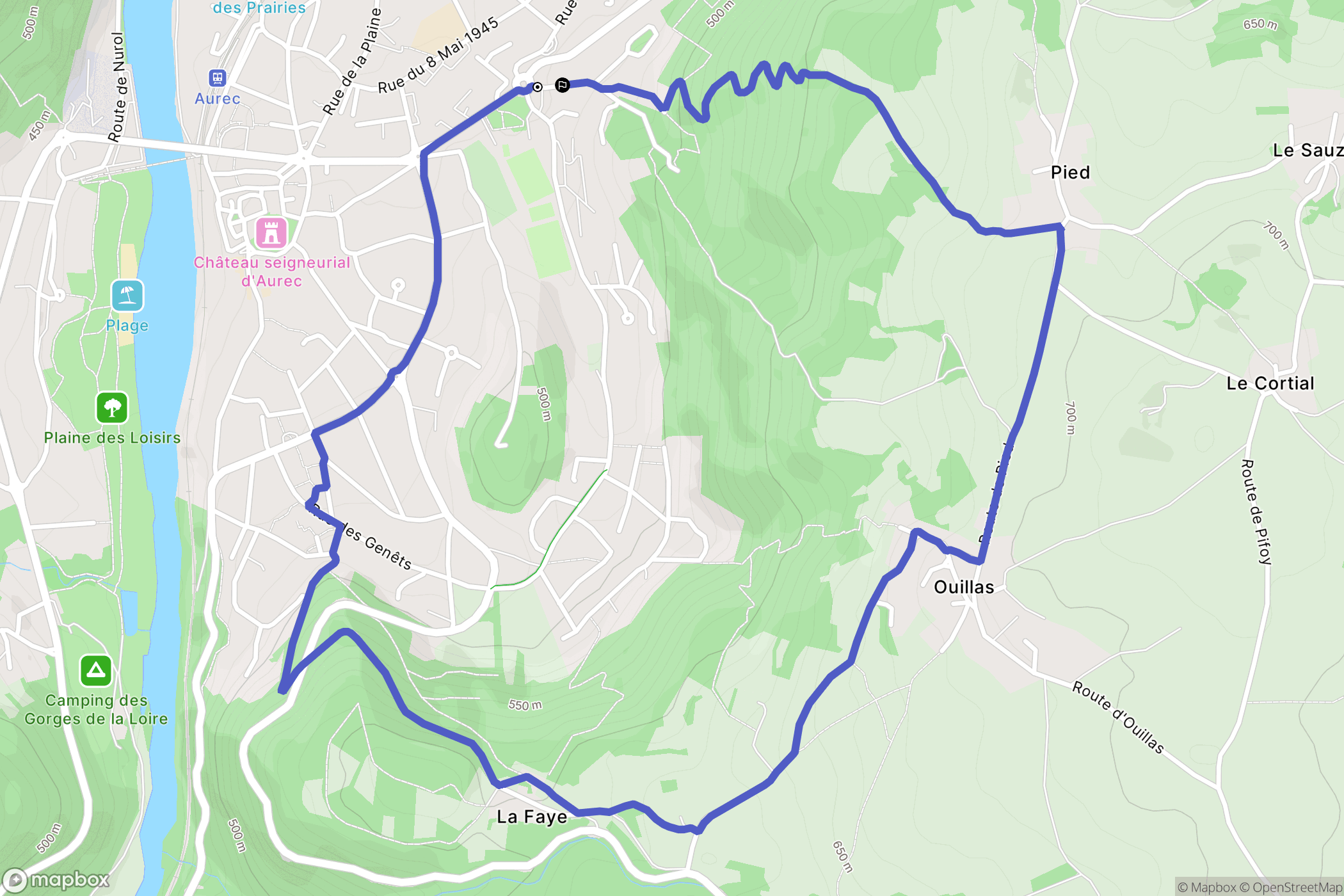 Aurec-sur-Loire : carte du parcours de randonnée - France