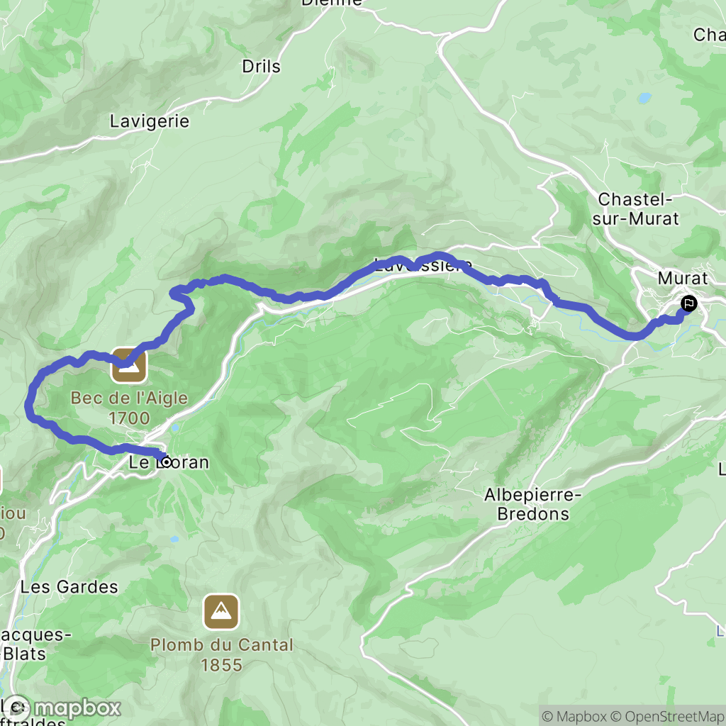 Laveissière : carte du parcours de randonnée - France