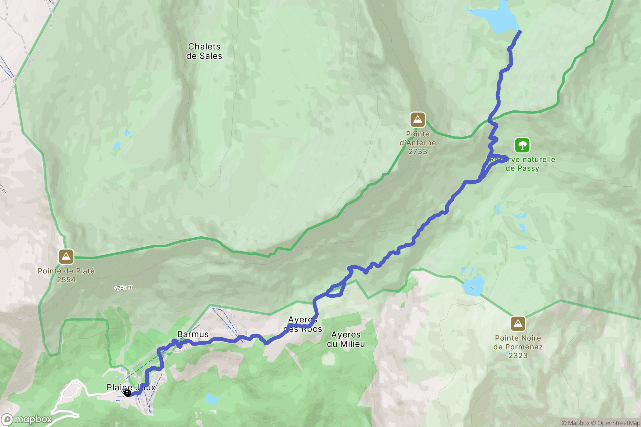 Passy : carte du parcours de randonnée - France