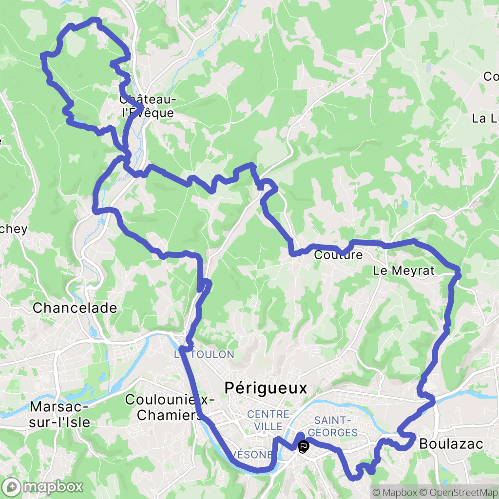 Périgueux : carte du parcours de randonnée - France