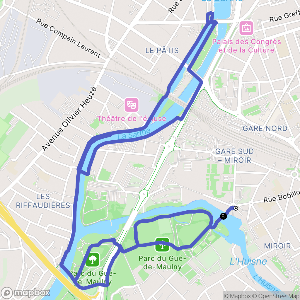 Le Mans : carte du parcours de randonnée - France