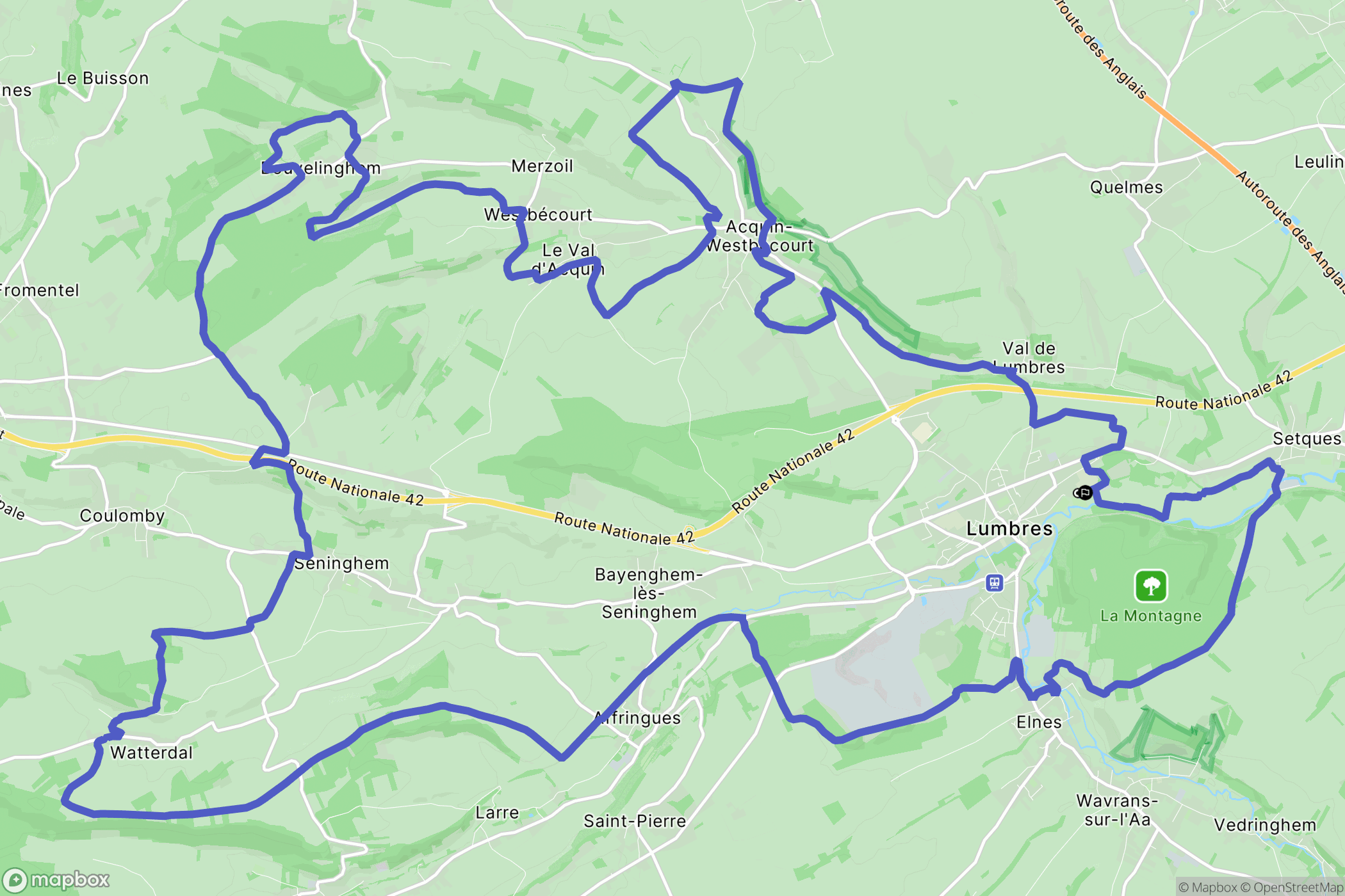 Lumbres : carte du parcours de randonnée - France