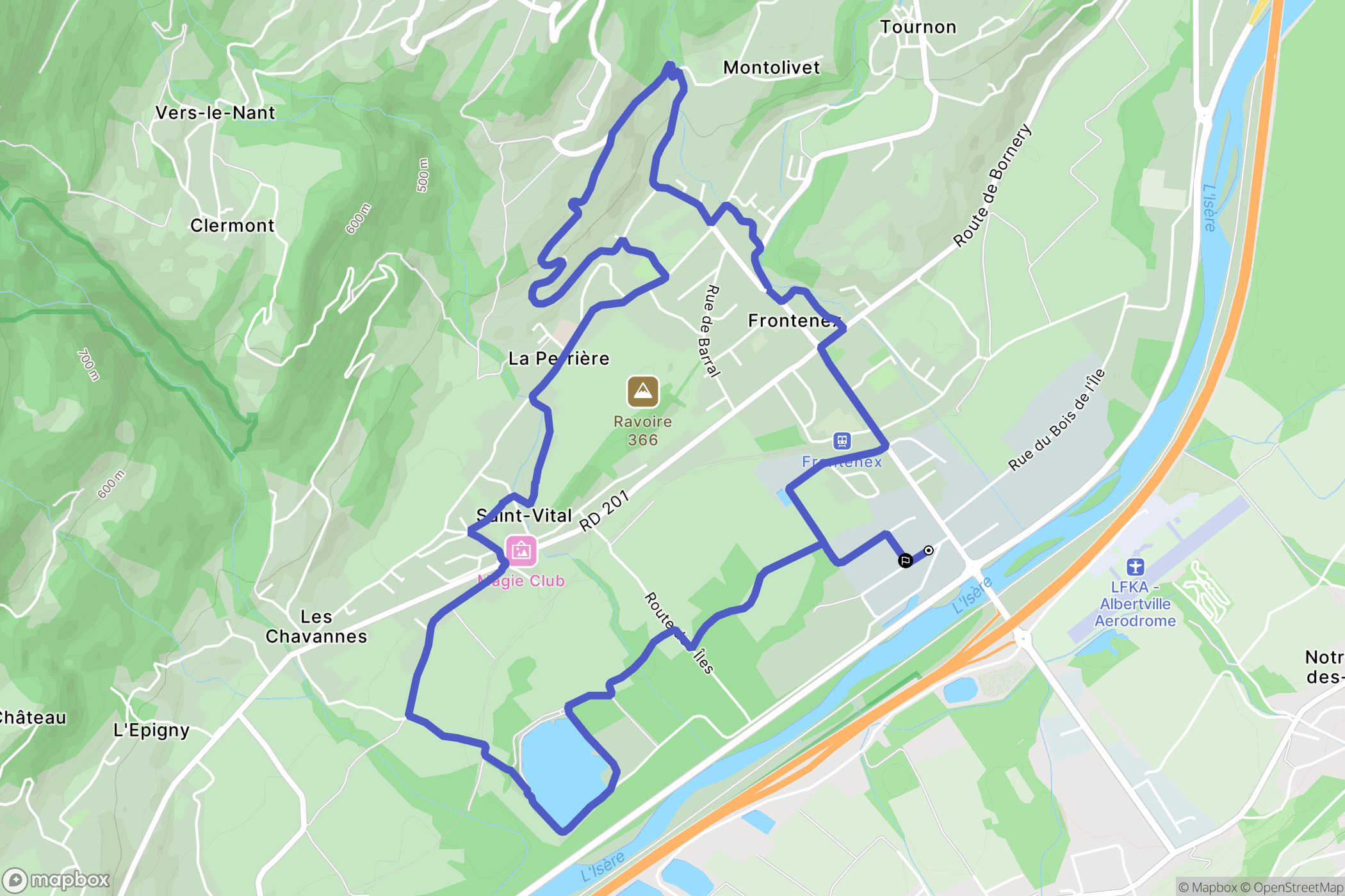 Frontenex : carte du parcours de randonnée - France