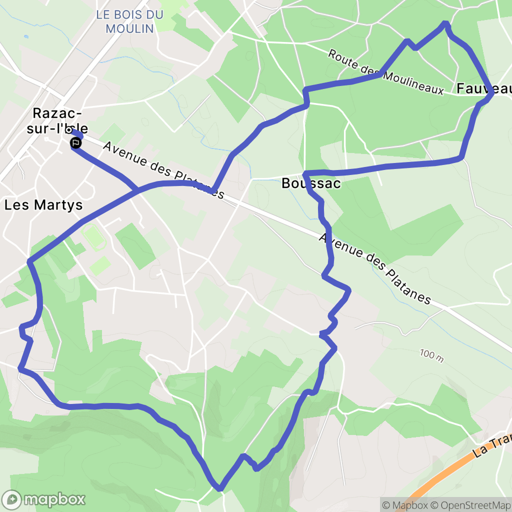 Razac-sur-l'Isle : carte du parcours de randonnée - France