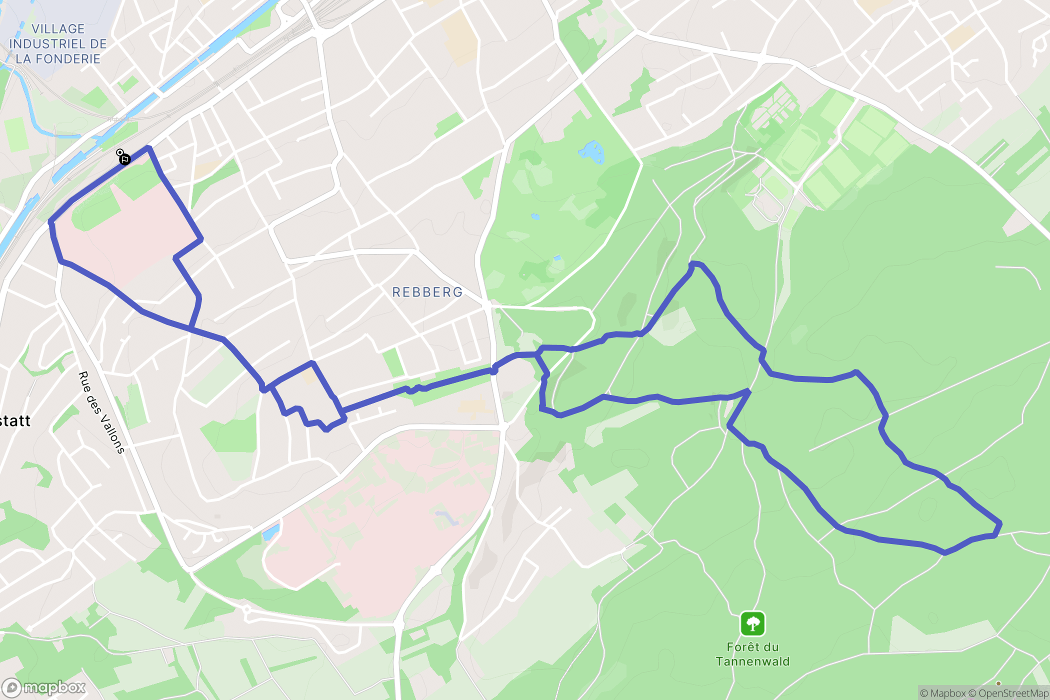 Mulhouse : carte du parcours de randonnée - France