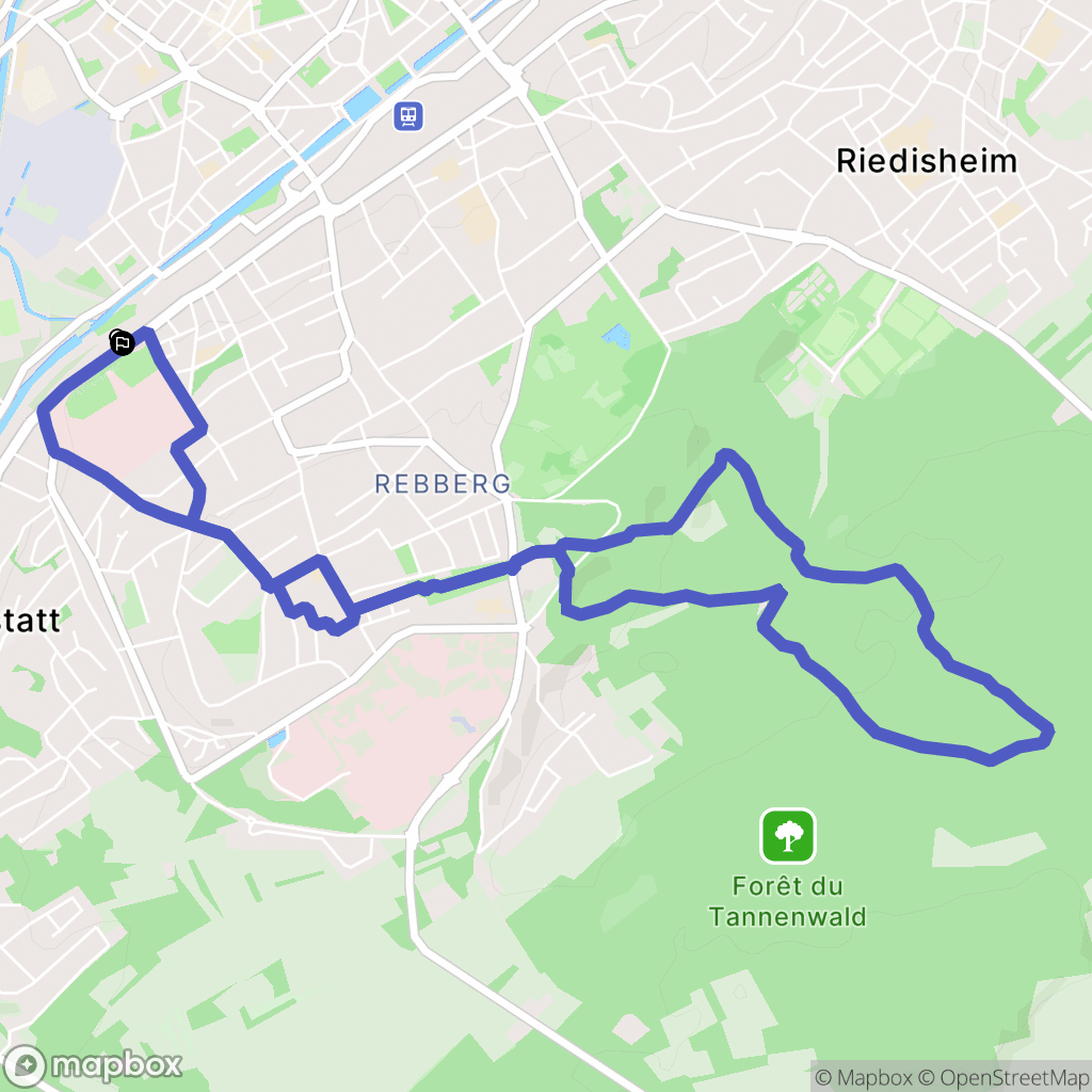 Mulhouse : carte du parcours de randonnée - France