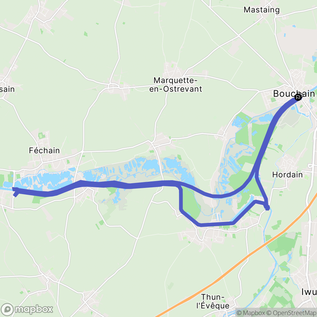 Bouchain : carte du parcours de randonnée - France