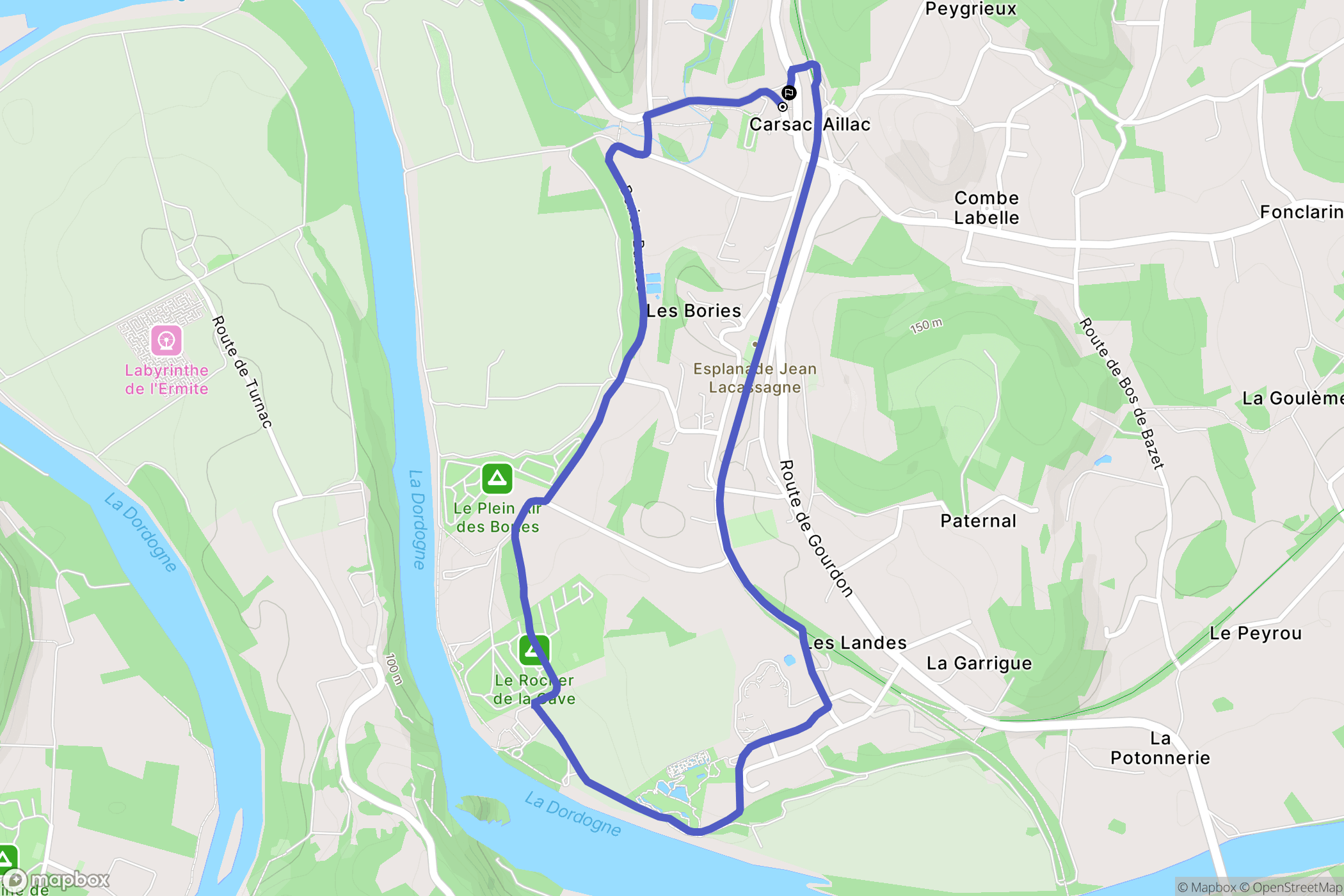Carsac-Aillac : carte du parcours de randonnée - France