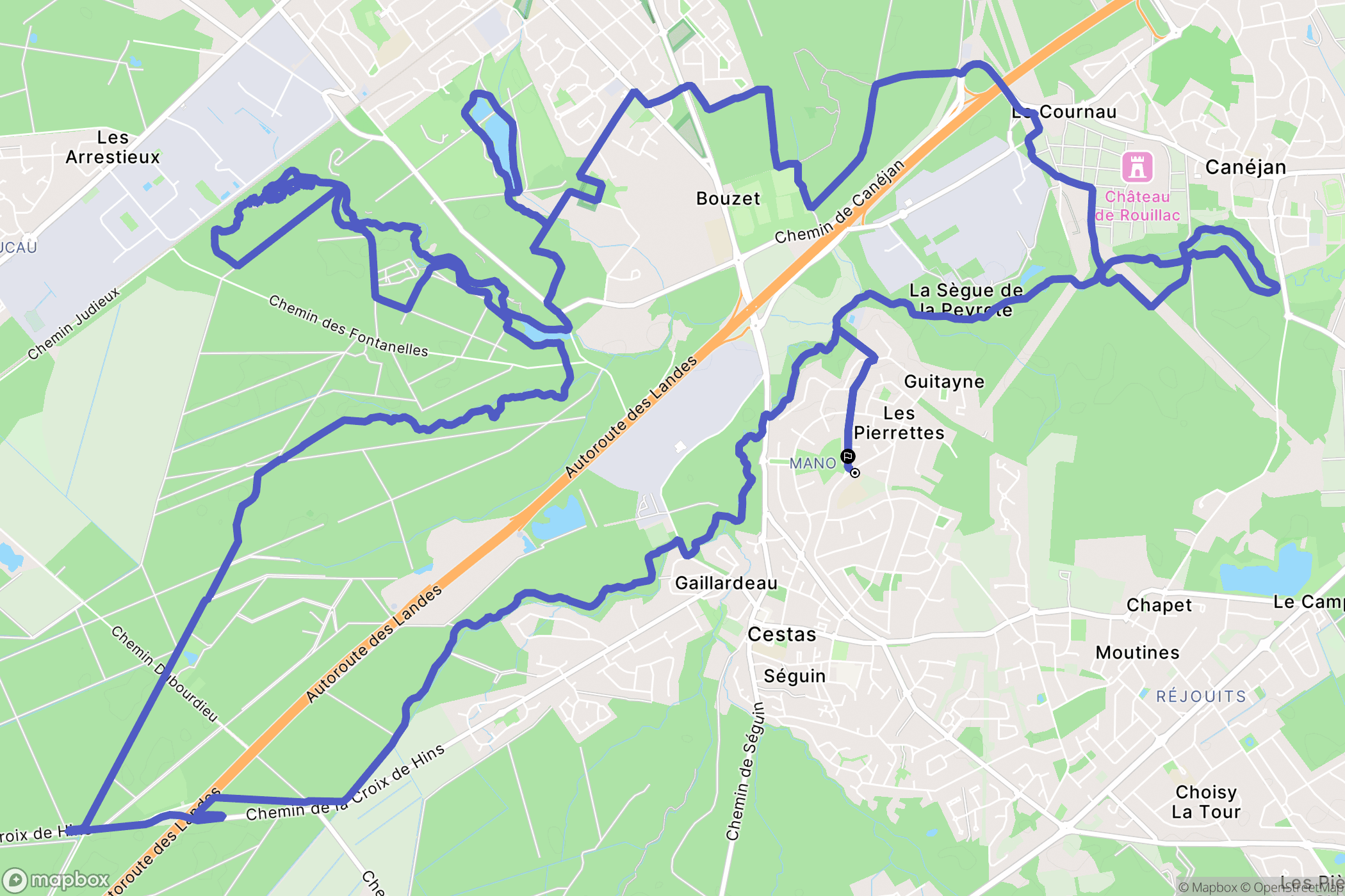 Cestas : carte du parcours de randonnée - France
