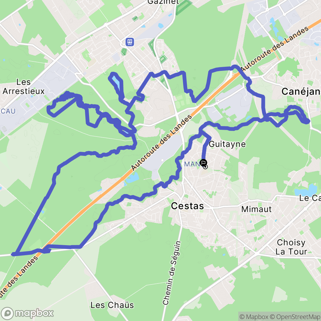 Cestas : carte du parcours de randonnée - France