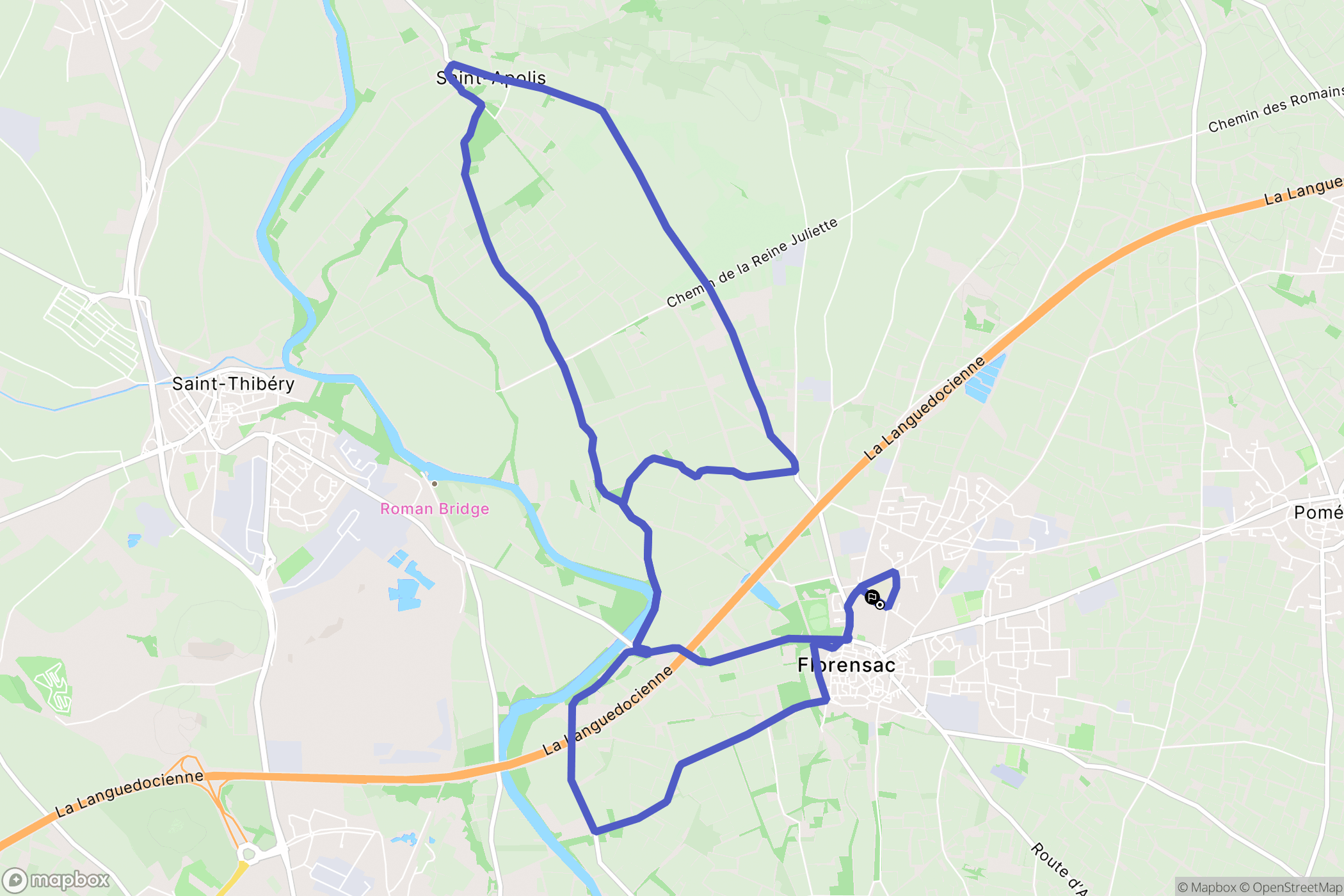 Florensac : carte du parcours de randonnée - France