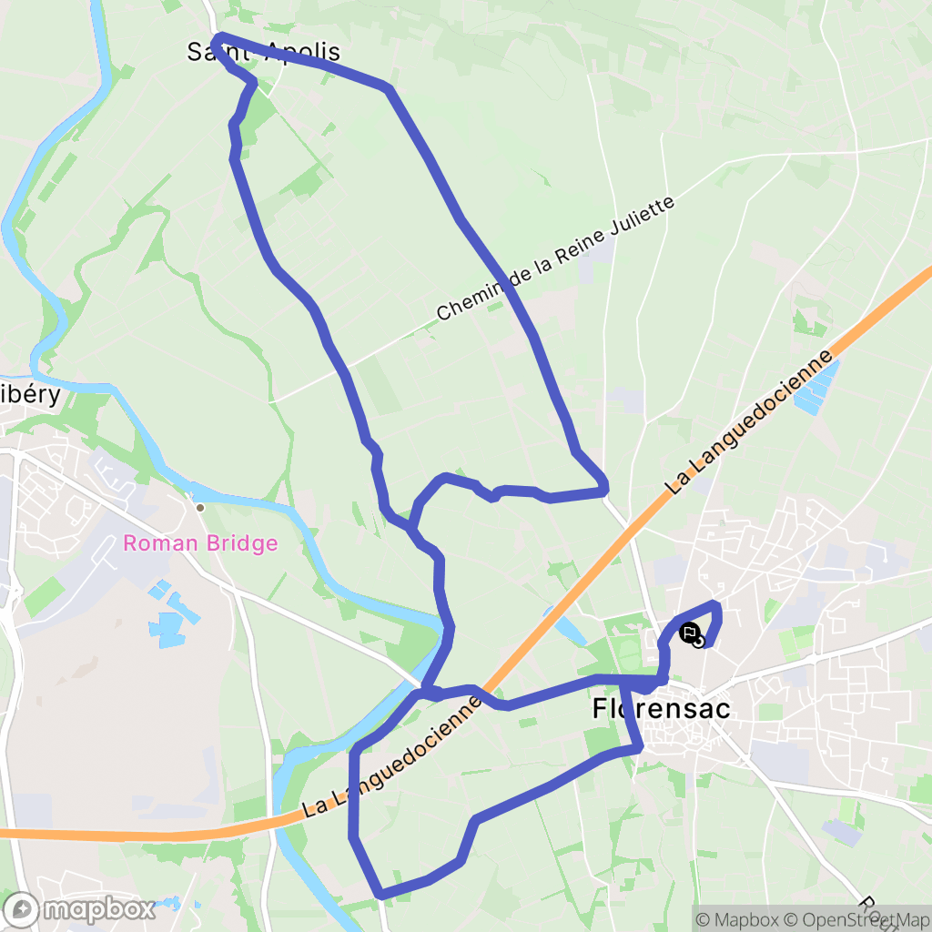 Florensac : carte du parcours de randonnée - France