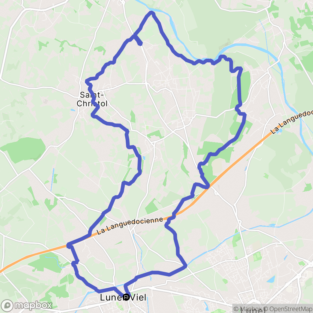 Lunel-Viel : carte du parcours de randonnée - France