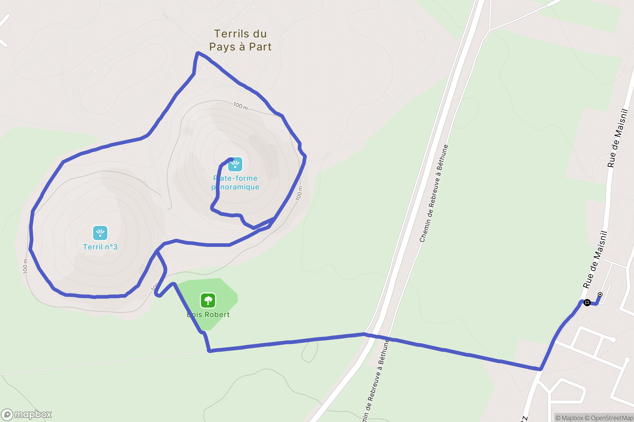 Ruitz : carte du parcours de randonnée - France