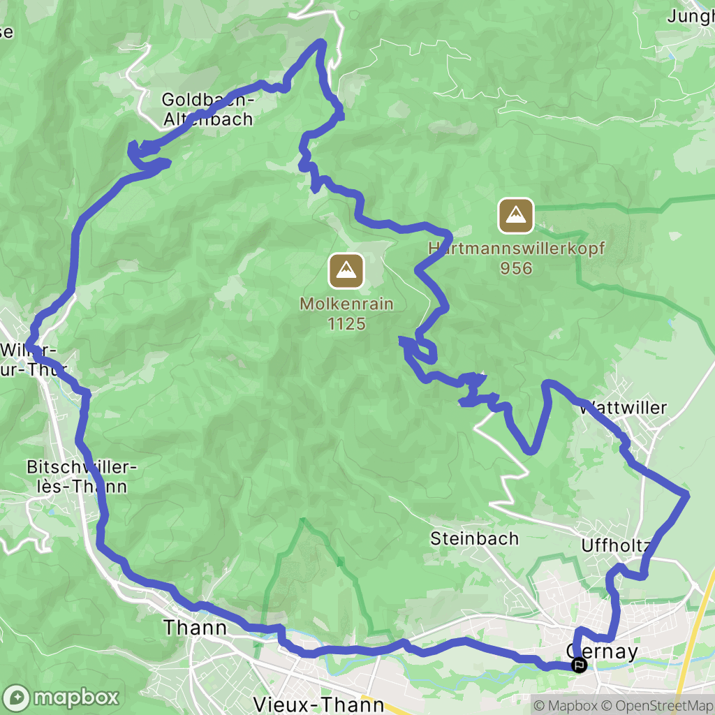 Cernay : carte du parcours de randonnée - France
