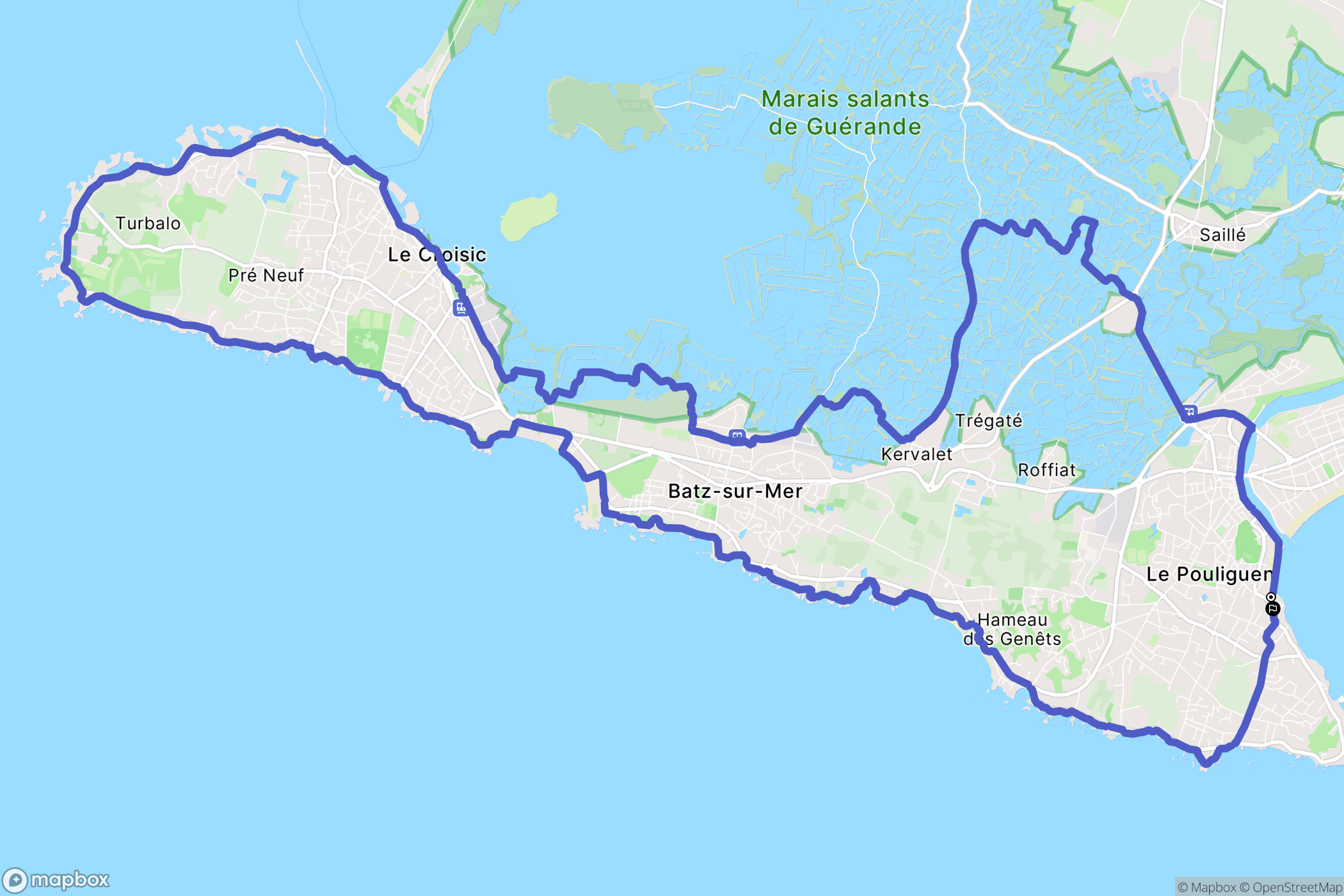 Le Pouliguen : carte du parcours de randonnée - France