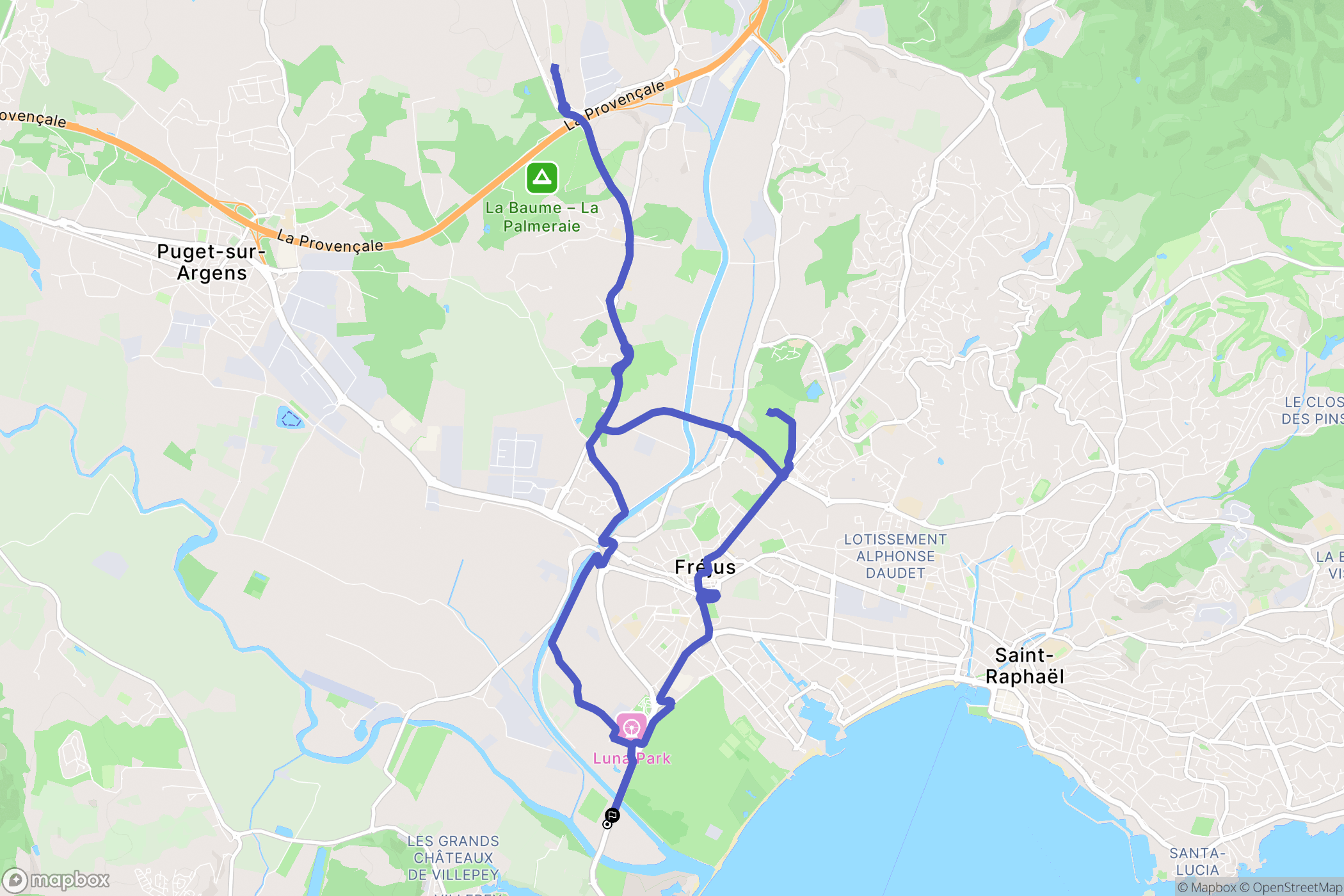 Fréjus : carte du parcours de randonnée - France