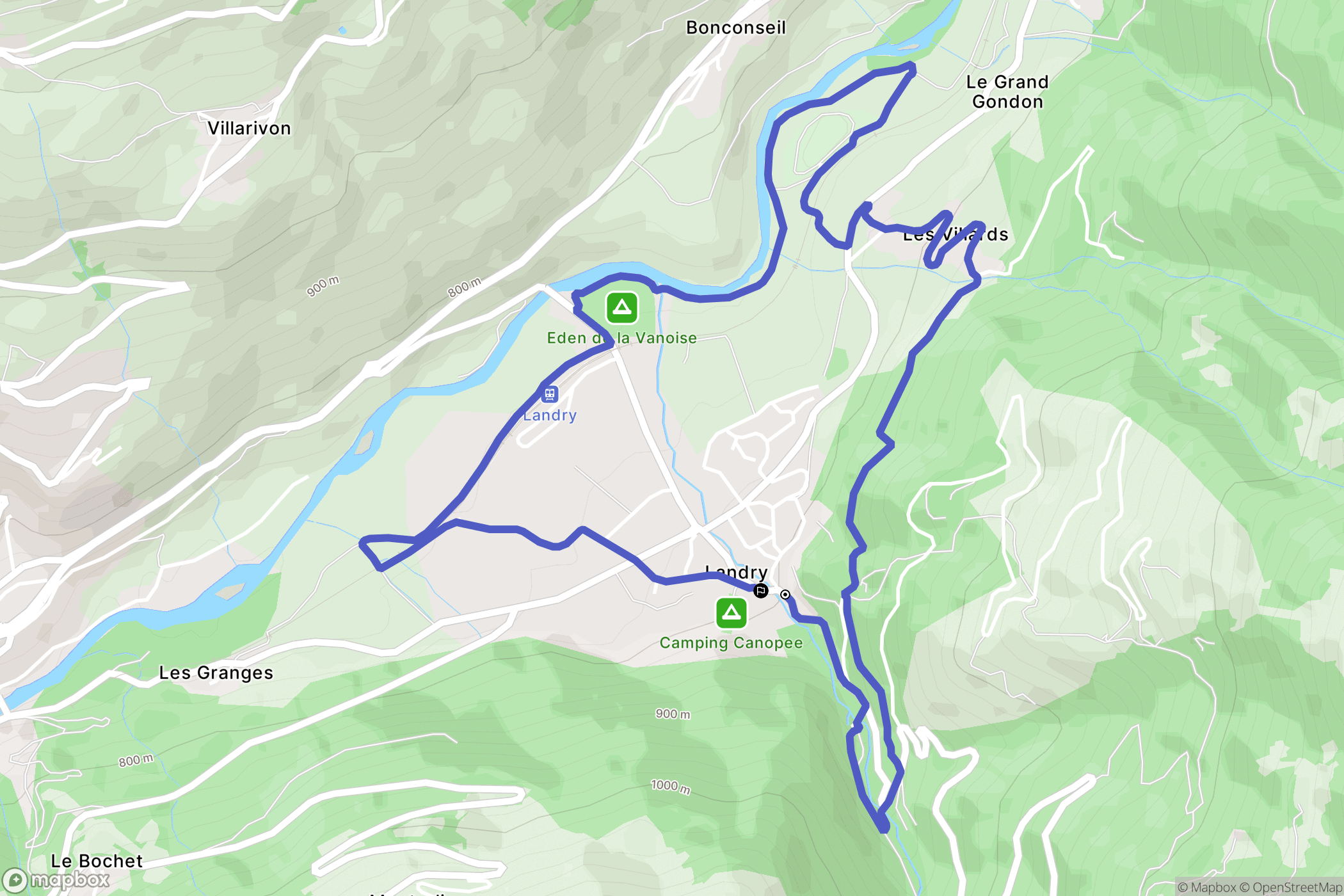 Landry : carte du parcours de randonnée - France