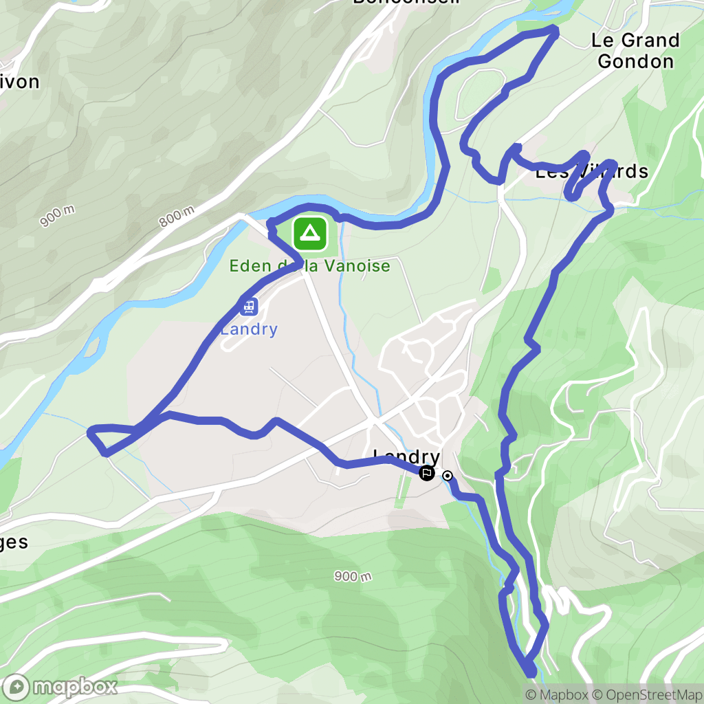 Landry : carte du parcours de randonnée - France