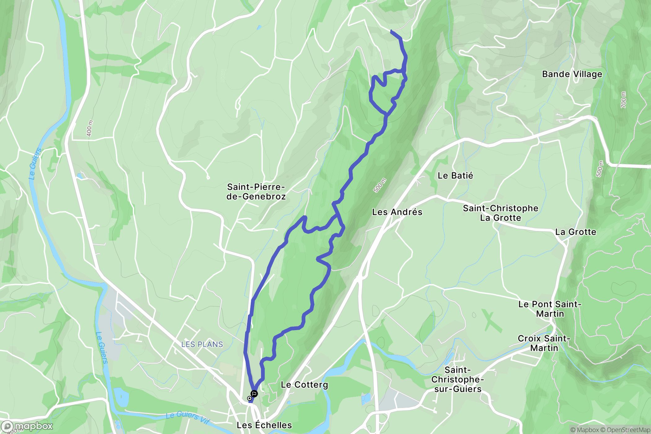 Les Échelles : carte du parcours de randonnée - France