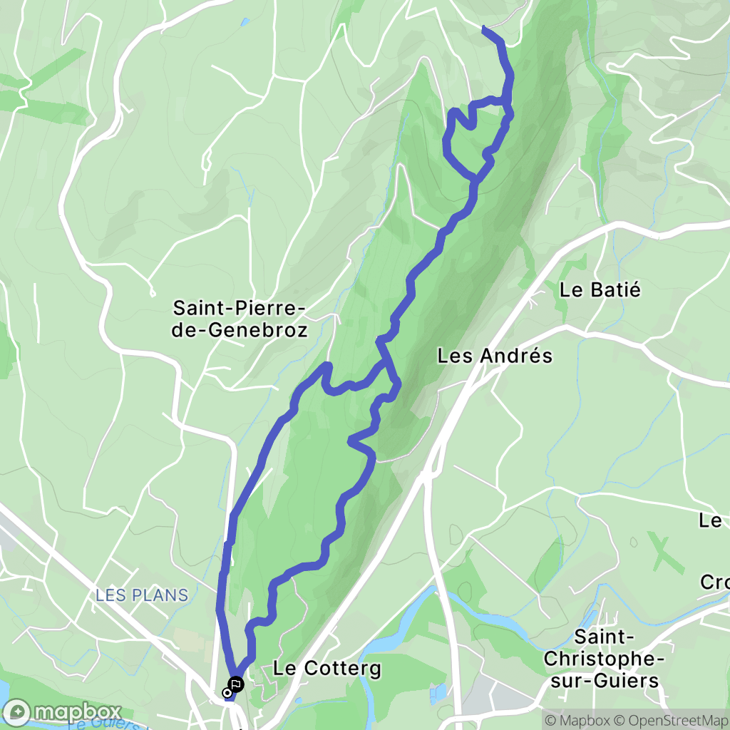Les Échelles : carte du parcours de randonnée - France