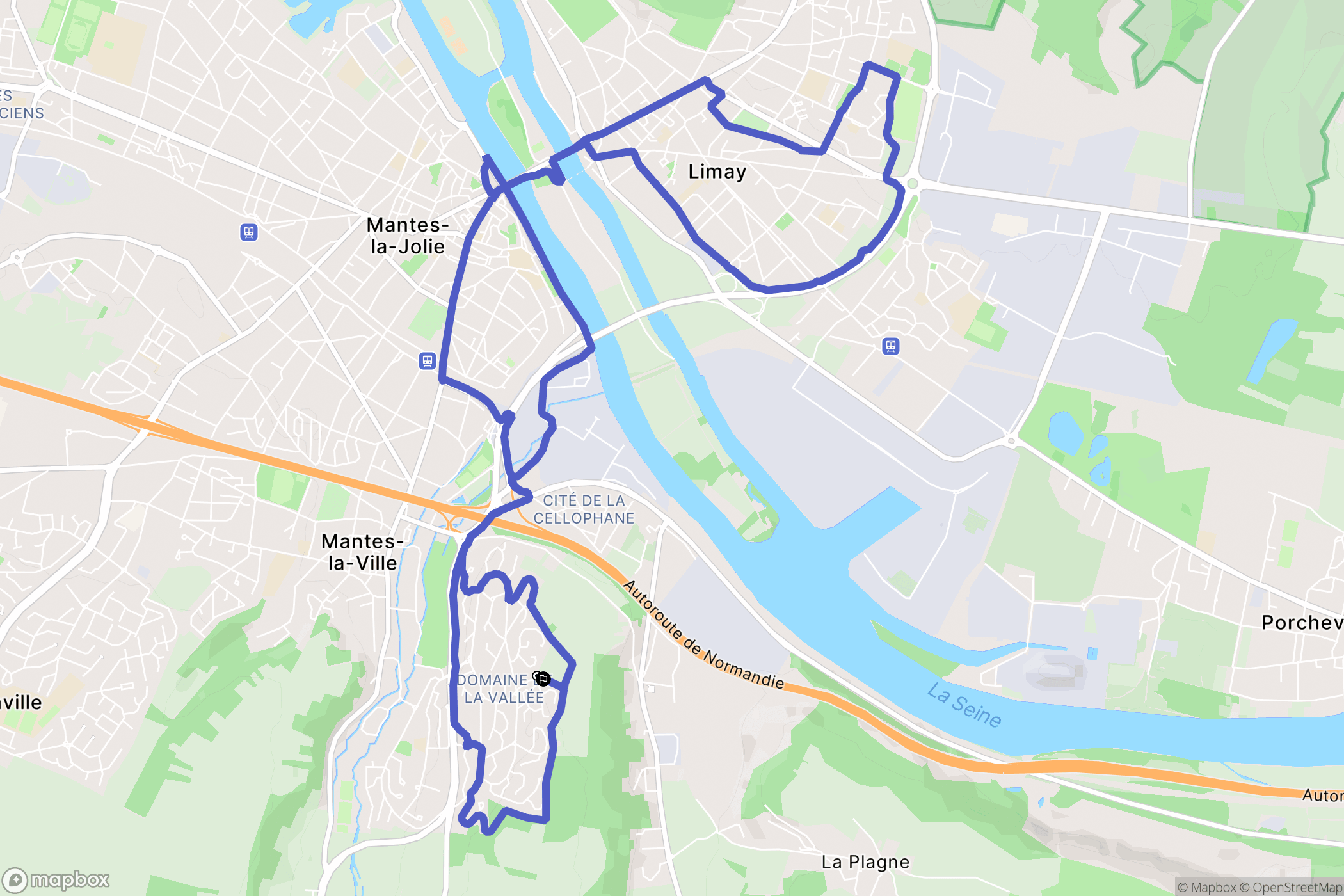 Mantes-la-Ville : carte du parcours de randonnée - France