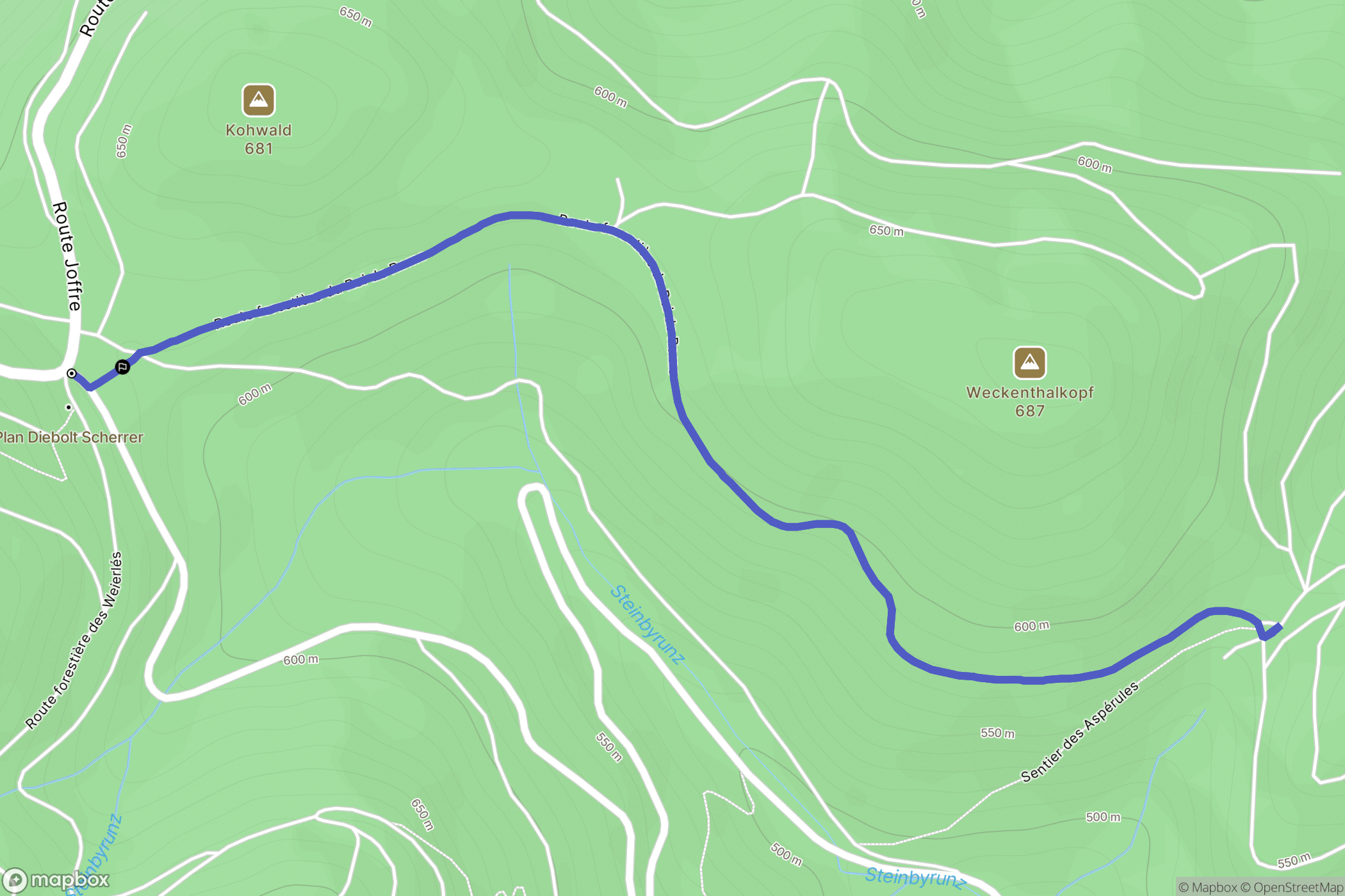 Bitschwiller-lès-Thann : carte du parcours de randonnée - France