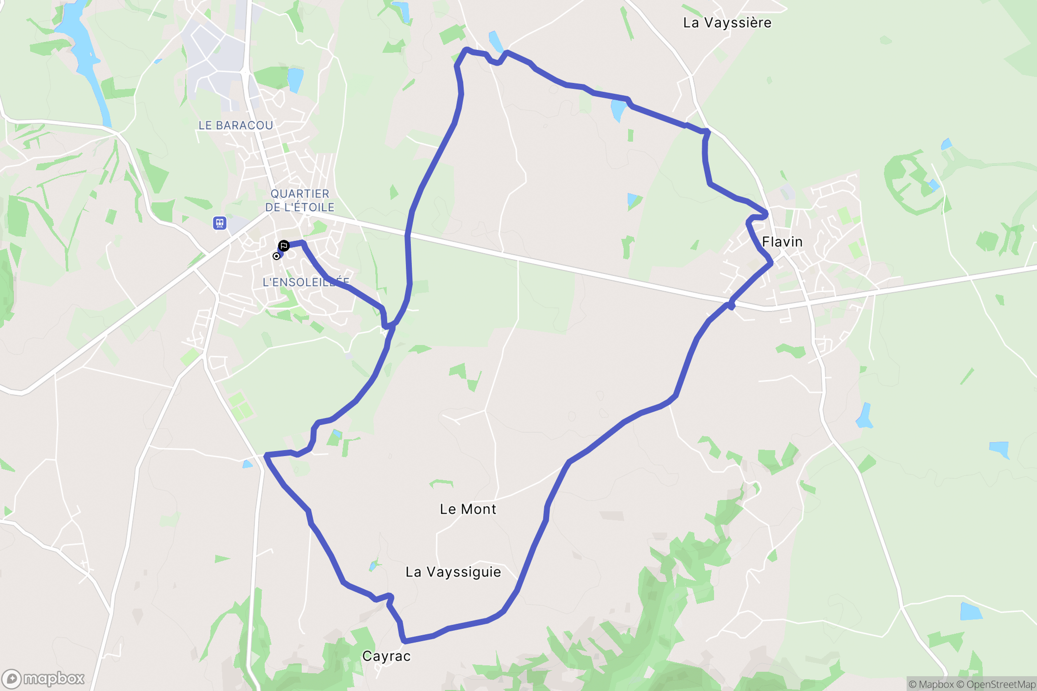 Luc-la-Primaube : carte du parcours de randonnée - France