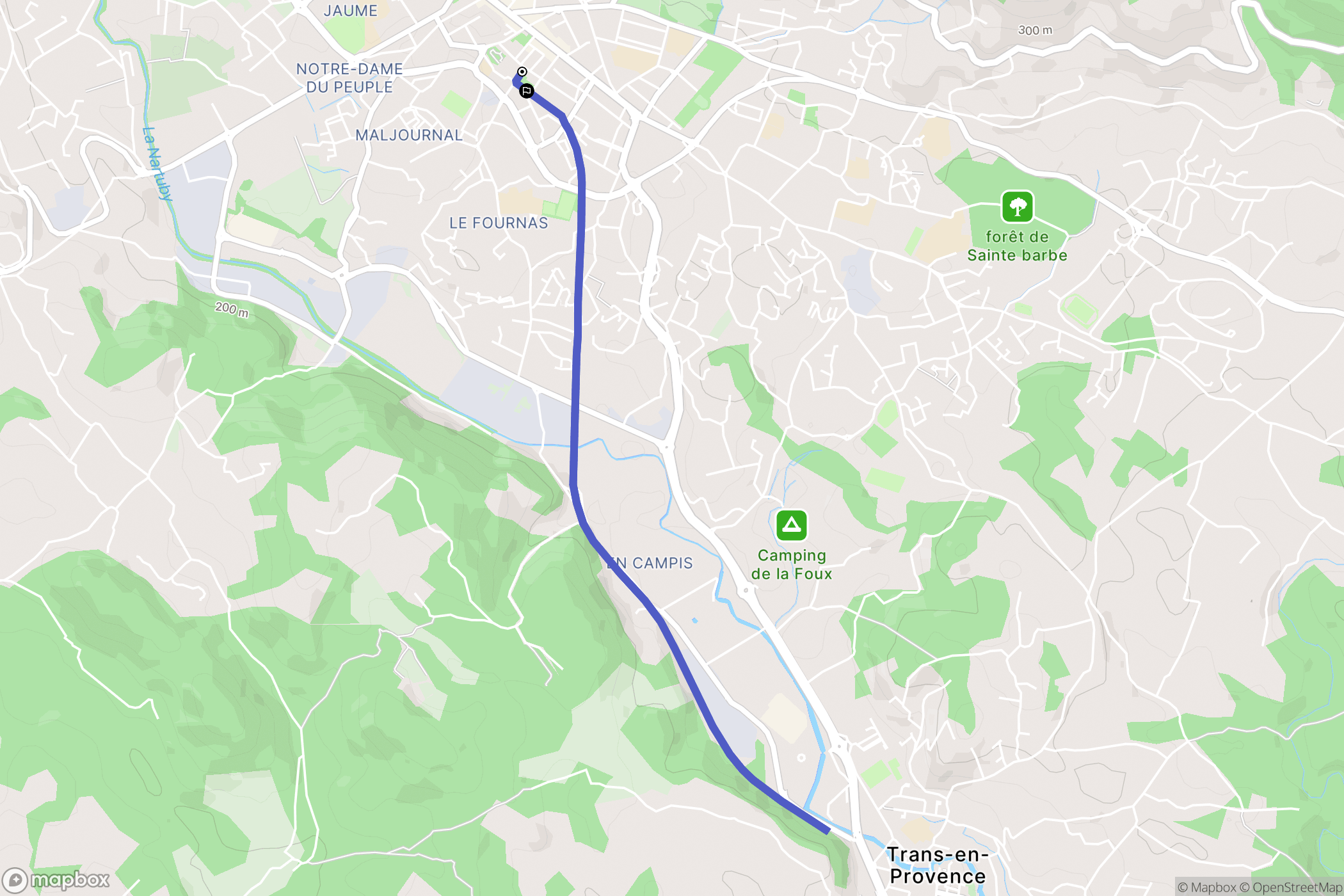 Draguignan : carte du parcours de randonnée - France