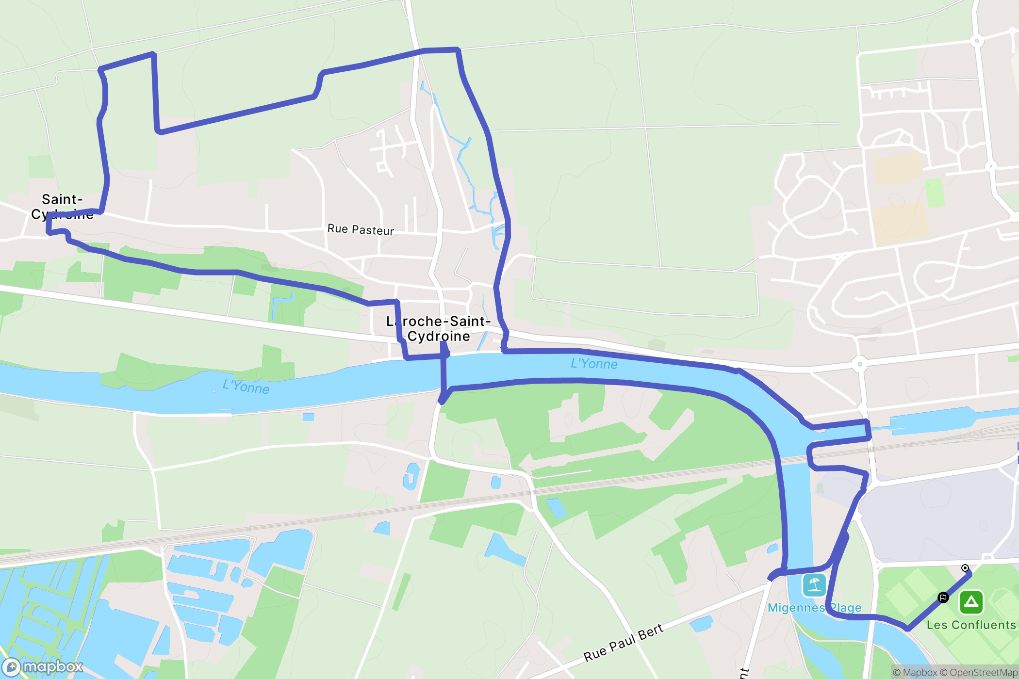 Migennes : carte du parcours de randonnée - France